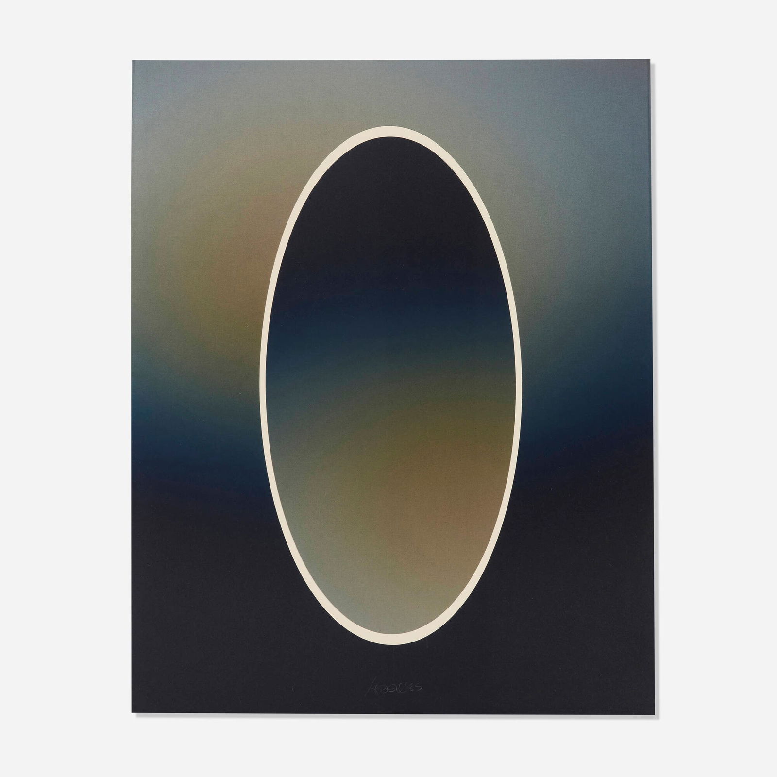 Larry Bell, MELBKIN 24: Larry Bell MELBKIN 24 1985 aluminum and silicon monoxide on paper 29.25 h x 23.75 w in (74 x 60 cm) Signed and dated to lower center 'L Bell '85'. Signed, titled and dated to verso 'L Bell '85