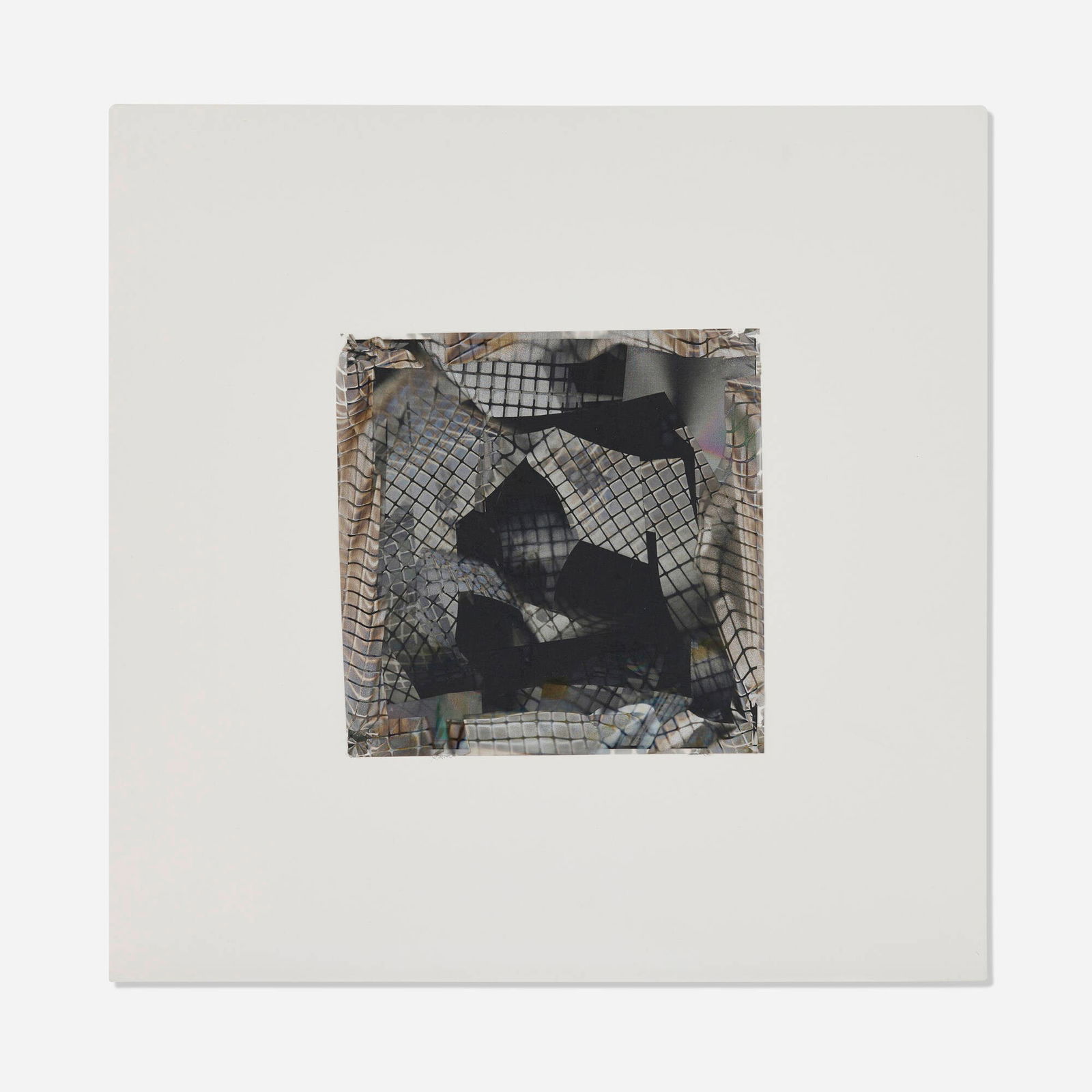 Larry Bell, SMS #148: Larry Bell SMS #148 1991 aluminum and silicon monoxide on canvas 30.25 h x 30.25 w in (77 x 77 cm) Signed, titled and dated to verso '11/29/91 L Bell '91 SMS #148'. Provenance: Acquired directly