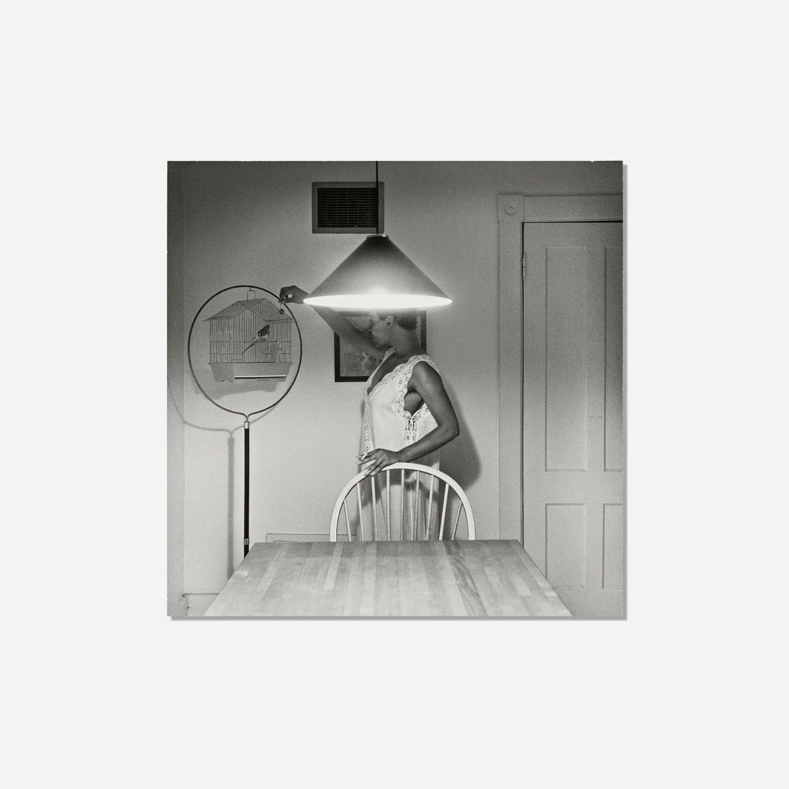 Carrie Mae Weems, Untitled (Woman Feeding Bird) (from the Kitchen Table series): Carrie Mae Weems Untitled (Woman Feeding Bird) (from the Kitchen Table series) 1990 / printed 2022 inkjet print on Hahnemuhle paper 7.5 h x 7.5 w in (19 x 19 cm) Signed to label to verso 'Carrie