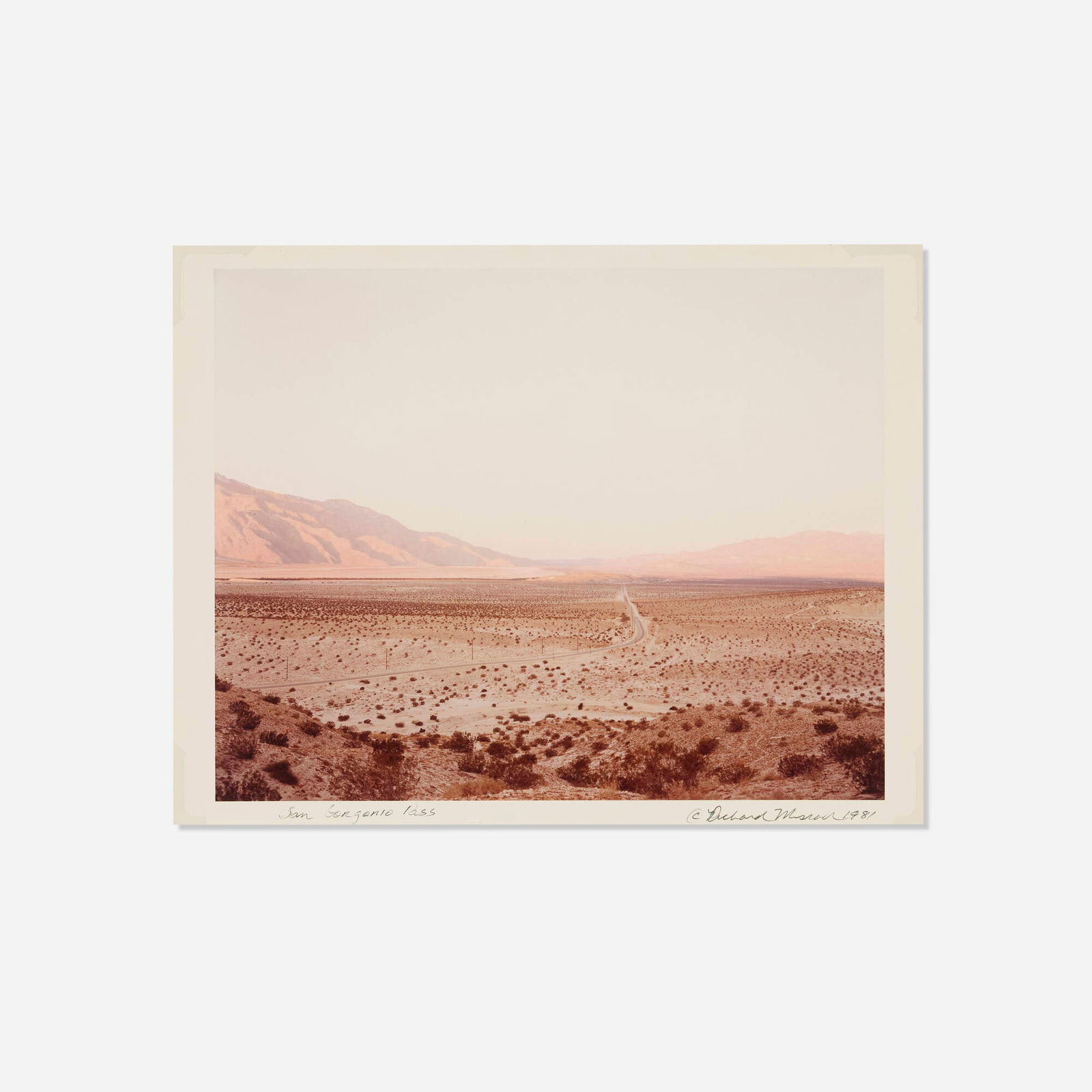 Richard Misrach, San Gorgonio Pass (from the Canto I: The Highway portfolio): Richard Misrach San Gorgonio Pass (from the Canto I: The Highway portfolio) 1981vintage C-print image: 7.625 h x 9.625 w in (19 x 24 cm) sheet: 8.5 h x 11 w in (22 x 28 cm) Signed, titled a