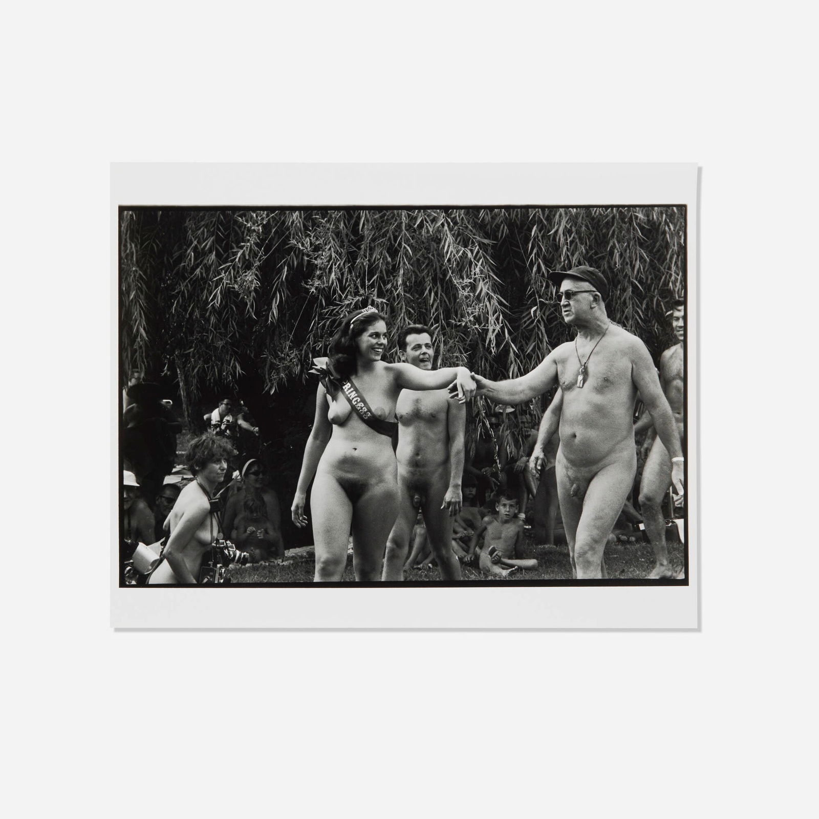 Walt Burton, Diane Arbus for Esquire Magazine at the E.S.A. Nudist Convention, Pennsylvania: Walt Burton Photograph of Diane Arbus on assignment for Esquire Magazine at the E.S.A. Nudist Convention, Pennsylvania 1965 / printed 2016 gelatin silver print image: 6.5 h x 9.5 w in (17 x 24 cm)