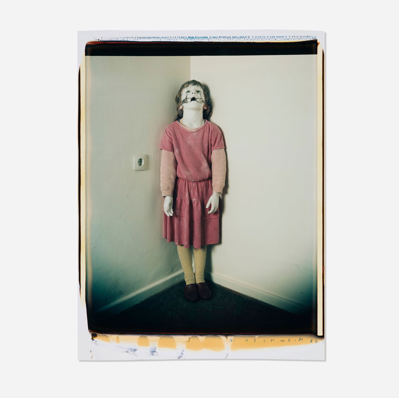 Gottfried Helnwein, Untitled (Clown): Gottfried Helnwein Untitled (Clown) 1987unique large-format Polaroid Polacolor print image: 24 h x 20 w in (61 x 51 cm) sheet: 29.25 h x 22 w in (74 x 56 cm) Signed and dated to lower right