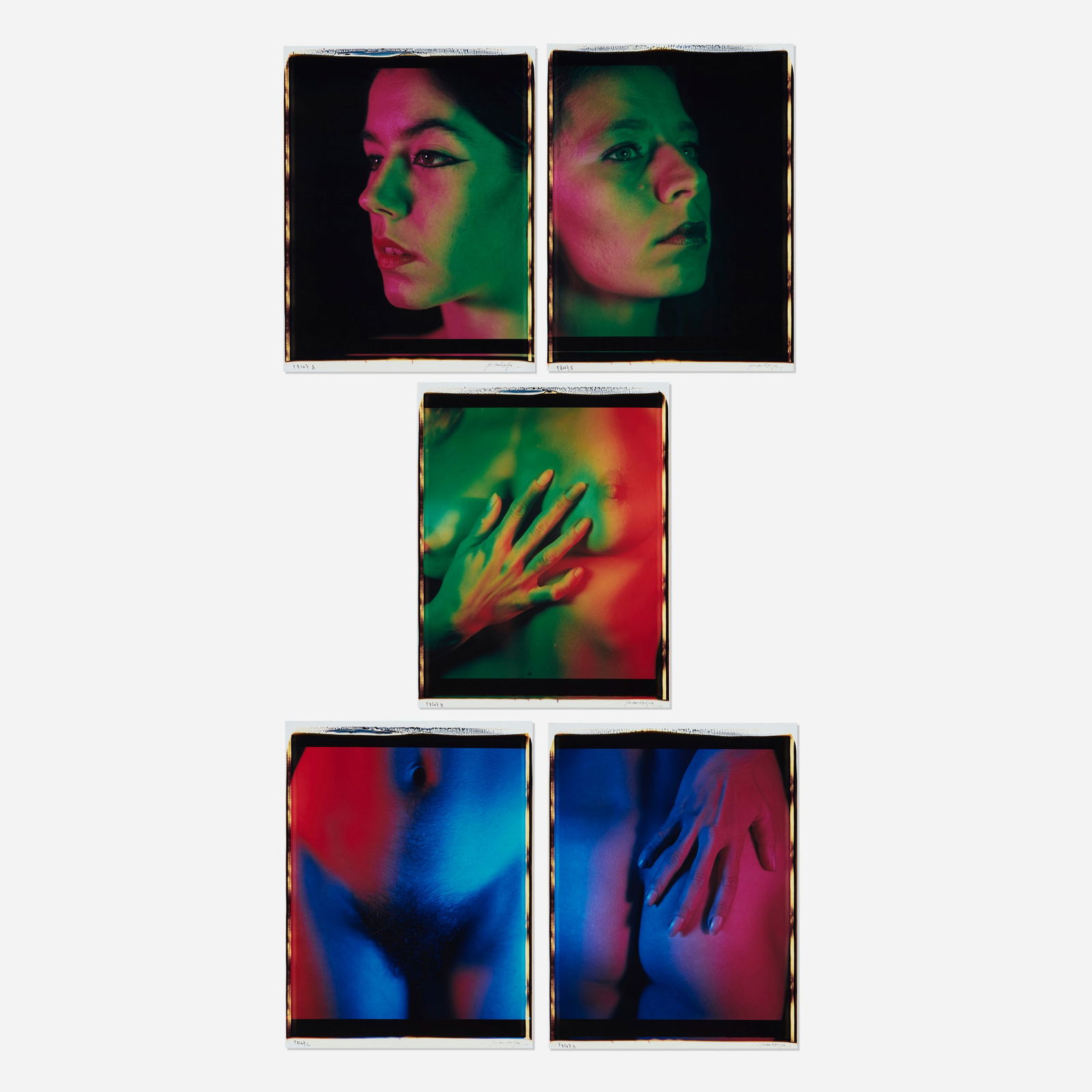 Lucien Clergue, Untitled (from the Boston suite) (five works): Lucien Clergue Untitled (from the Boston suite) (five works) 1985 / printed 1986 unique large-format Polaroid Polacolor print image: 24 h x 20 w in (61 x 51 cm) sheet: 29 h x 22 w in (74 x 56 cm) 