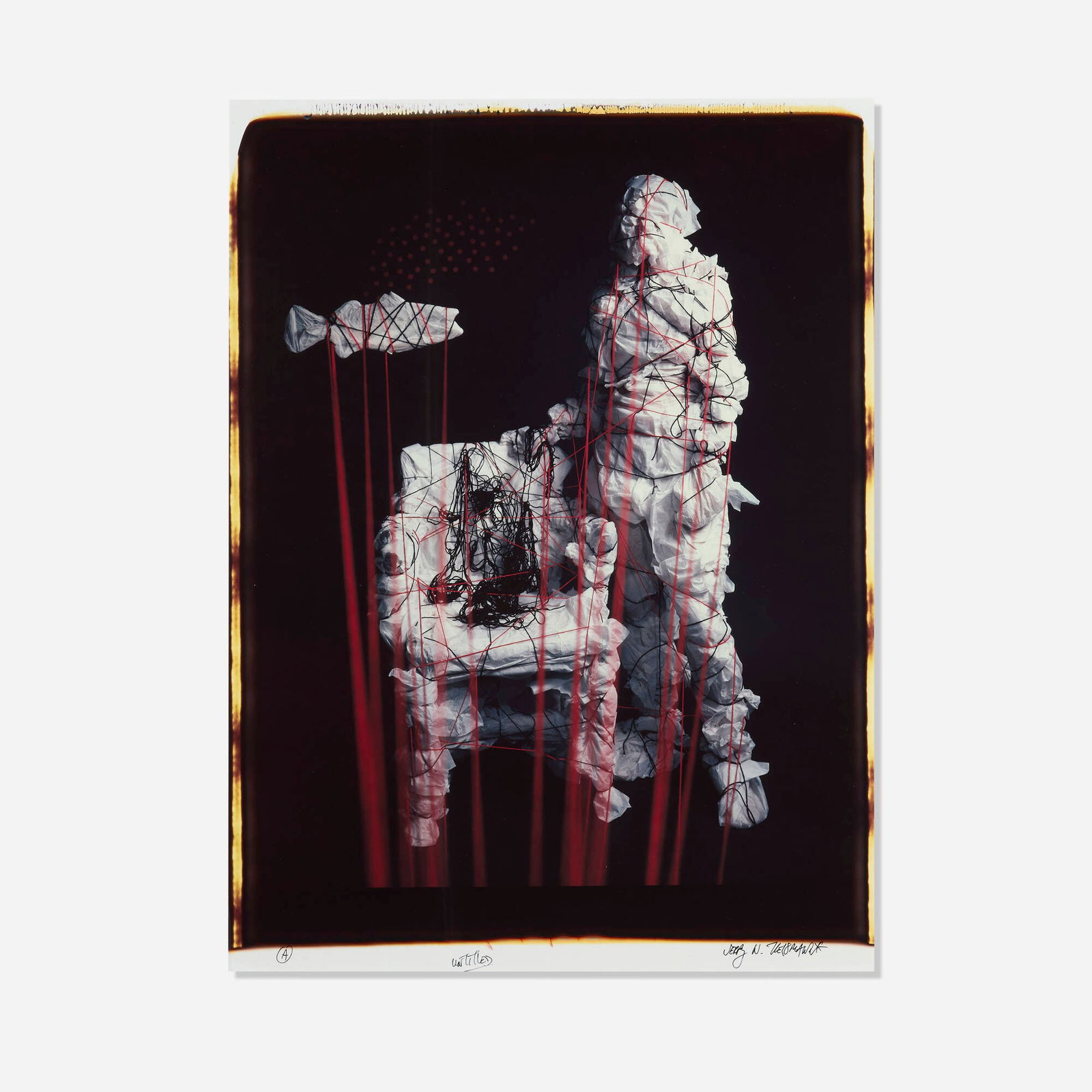 Jerry Uelsmann, Untitled: Jerry Uelsmann Untitled unique large-format Polaroid Polacolor print image: 24 h x 20 w in (61 x 51 cm) sheet: 29.625 h x 22 w in (75 x 56 cm) Signed, titled and inscribed to lower edge 'A