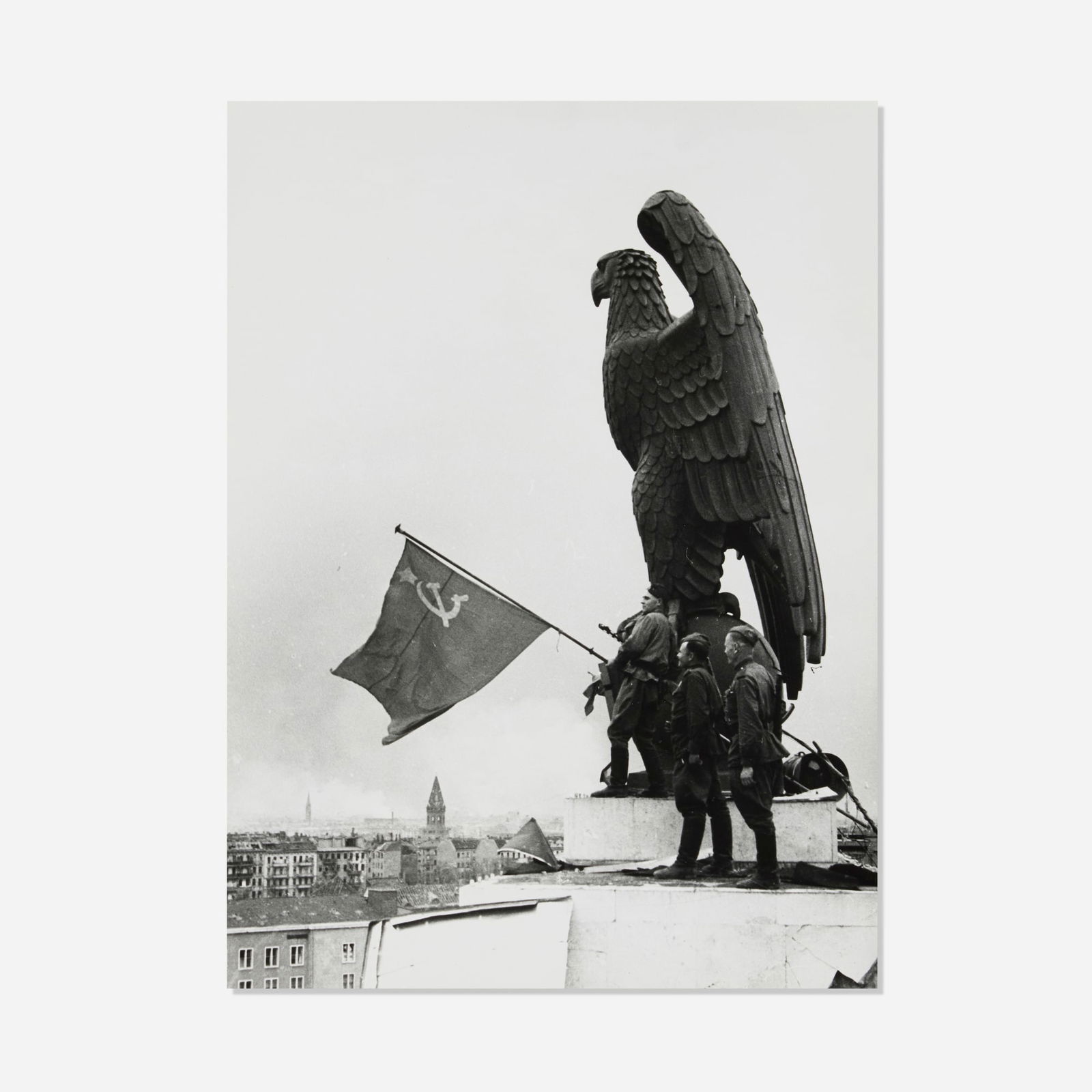 Yevgeny Khaldei, Tempelhof Airport, Berlin: Yevgeny Khaldei Tempelhof Airport, Berlin 1945 / printed later gelatin silver print 19 h x 14 w in (48 x 36 cm) Signed and titled in Russian and dated to verso 'Mai 1945 Ebr. Khaldei'. 