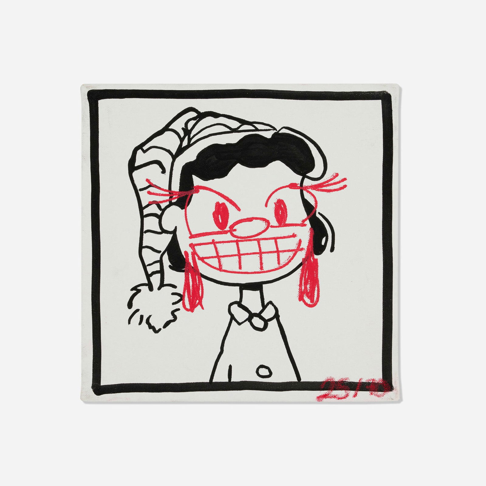 Olaolu Slawn X Opake, 25: Olaolu Slawn X Opake 25 2025 oil stick and acrylic on canvas 11.875 h x 11.875 w x 1.5 d in (30 x 30 x 4 cm) Titled and inscribed to lower right '25/70'. This work will ship from Lambertville,