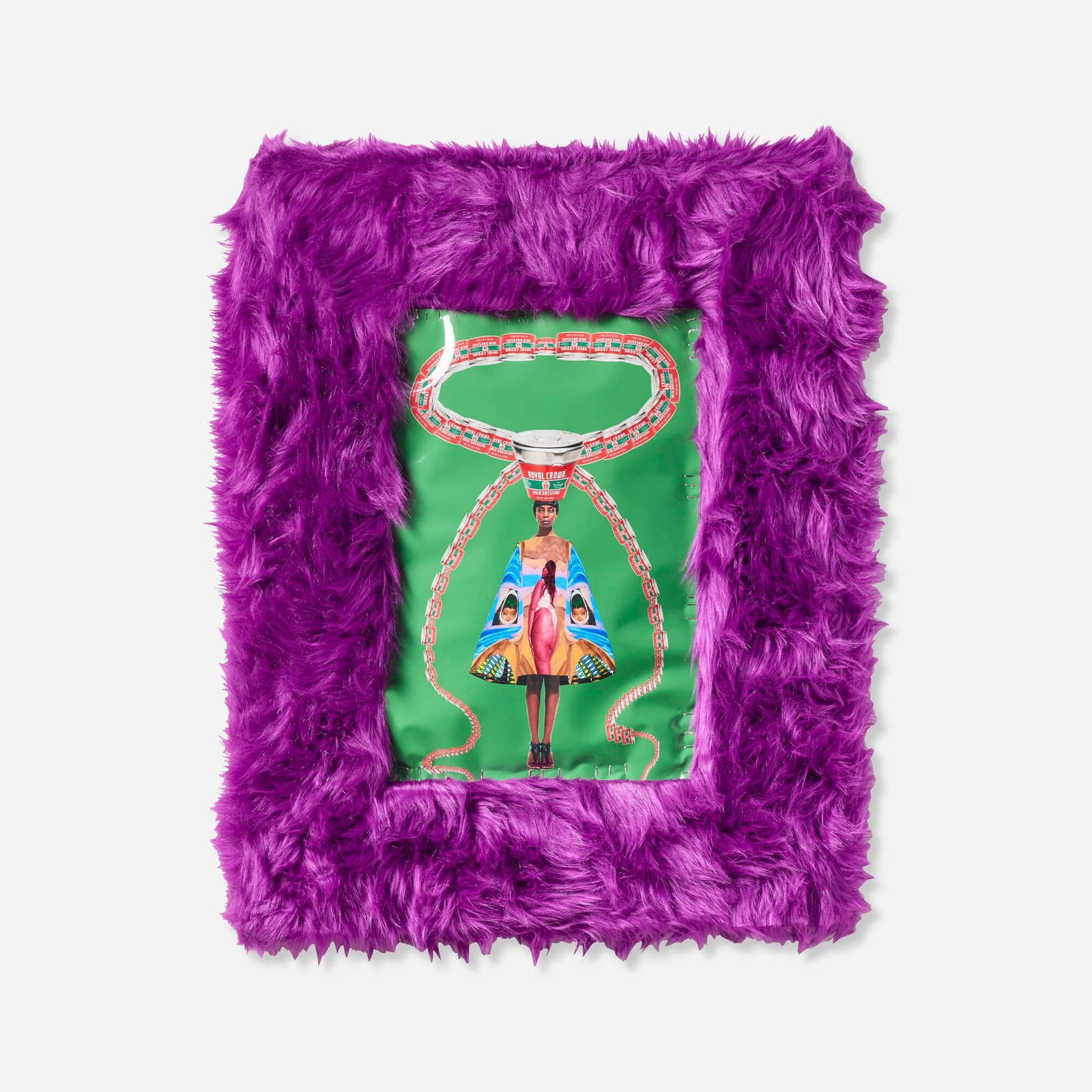 April Bey, COLONIAL SWAG: How the Phuck You Thick Wit No Ass? How the Phuck You Got a Smooth Back: April Bey COLONIAL SWAG: How the Phuck You Thick Wit No Ass? How the Phuck You Got a Smooth Back 2021digital inkjet print on vinyl, staples, eco fur 30 h x 24.5 w x 2.75 d in (76 x 62 x 7 cm)