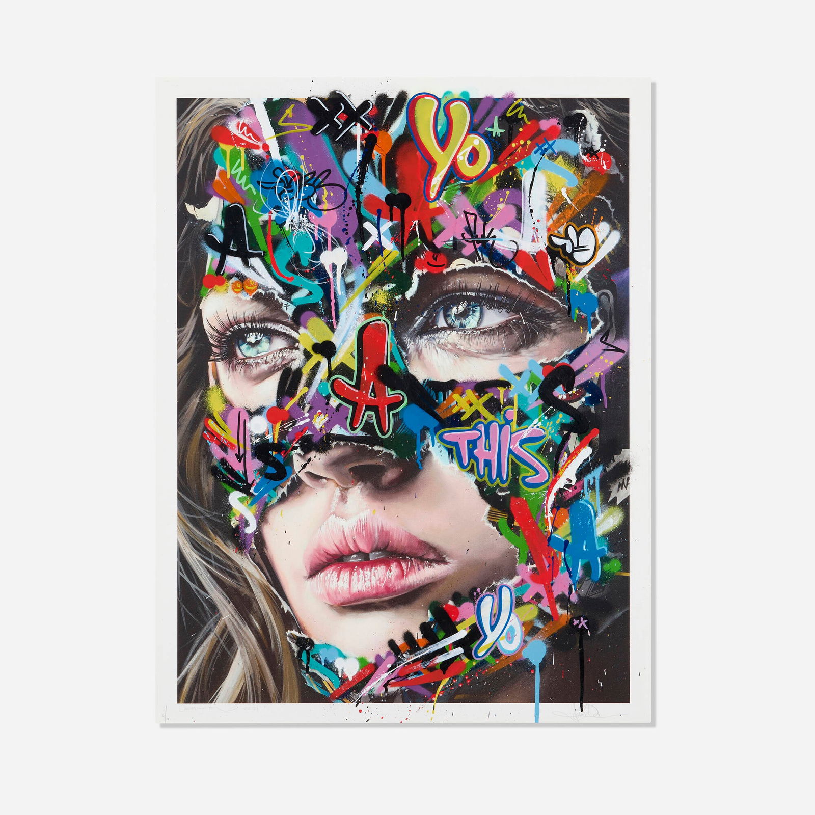 Martin Whatson X Sandra Chevrier, La Cage et les Portes du Reve: Martin Whatson X Sandra Chevrier La Cage et les Portes du Reve 2021 screenprint in colors with hand-embellishment on Somerset image: 31.5 h x 23.375 w in (80 x 59 cm) sight: 33.75 h x 26 w in (86 x