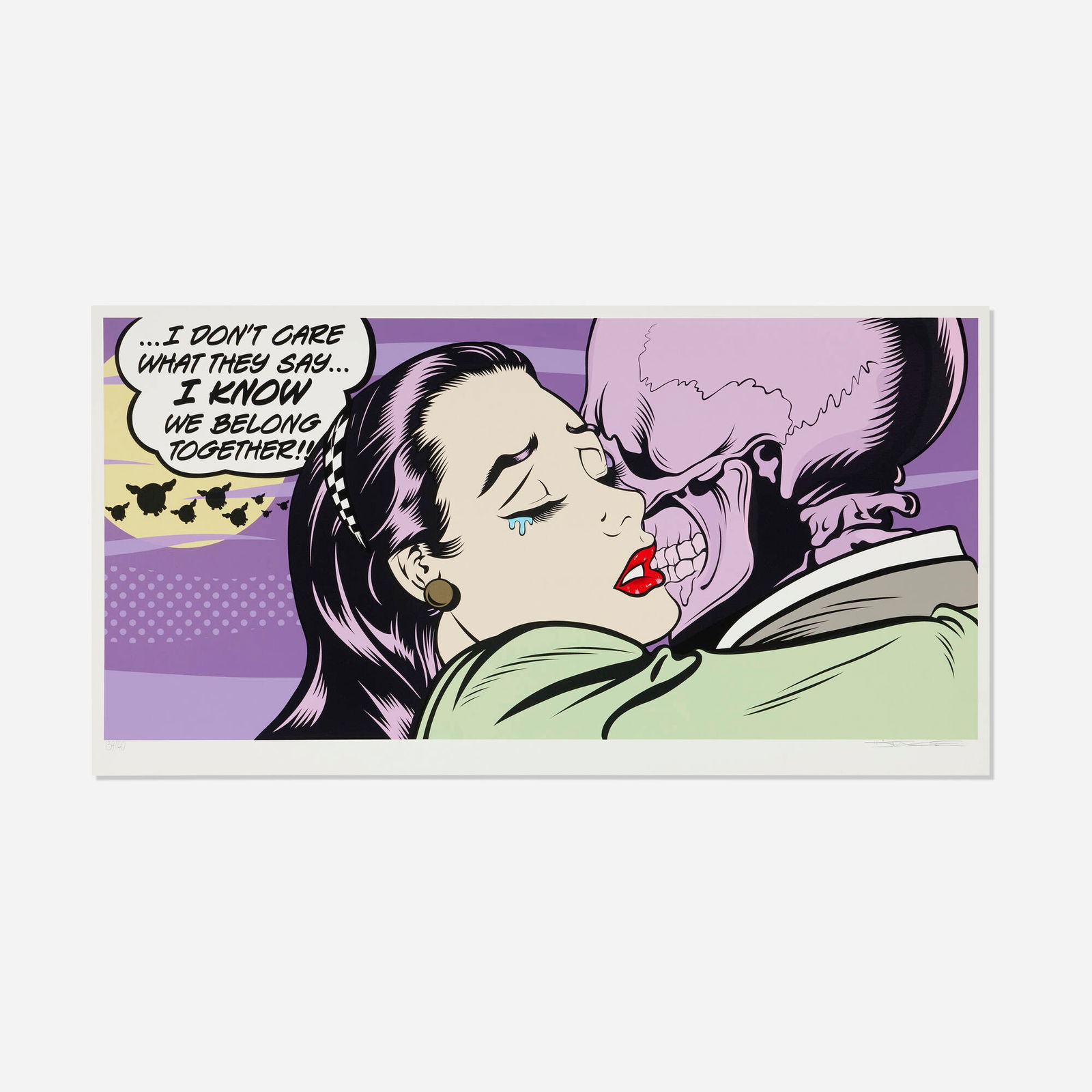 D*Face (Dean Stockton), Careless Whispers: D*Face (Dean Stockton) Careless Whispers 2019 screenprint in colors image: 18.375 h x 37.875 w in (47 x 96 cm) sheet: 20.75 h x 39.25 w in (53 x 100 cm) Signed and numbered to lower edge '134/140