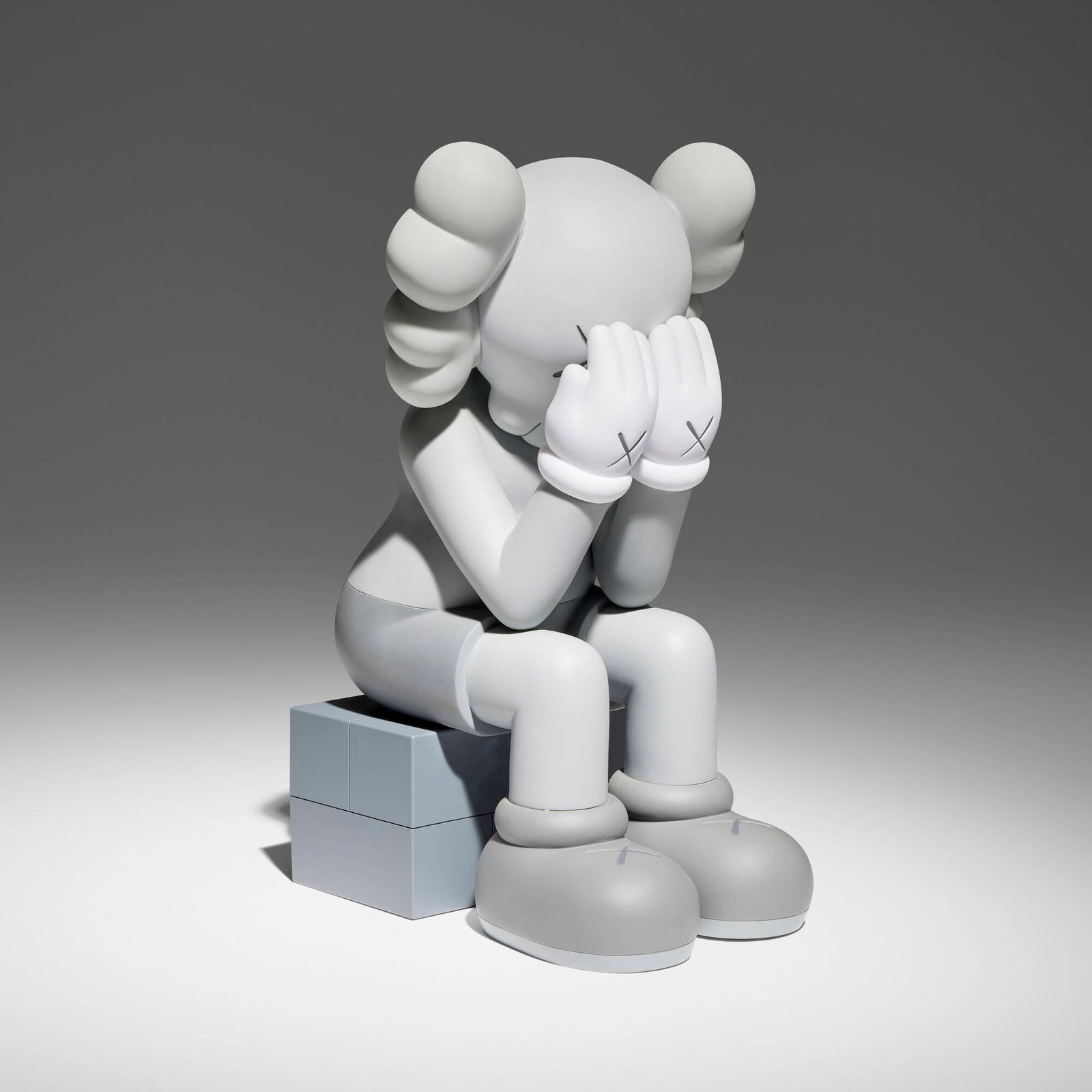 KAWS (Brian Donnelly), Passing Through (Grey): KAWS (Brian Donnelly) Passing Through (Grey) 2013 painted cast vinyl 11.75 h x 6.5 w x 7.5 d in (30 x 17 x 19 cm) Stamped signature, date and manufacturer's mark to underside '? KAWS..13 Medicom