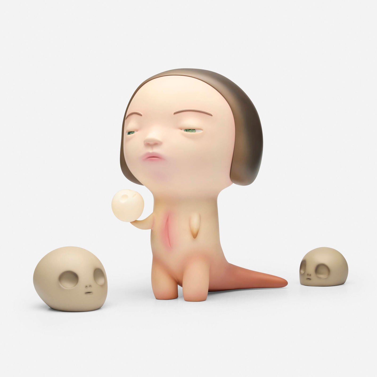 Roby Dwi Antono, Mystique Moonlight Lamp: Roby Dwi Antono Mystique Moonlight Lamp 2022 polystone figure: 11.75 h x 10 w x 7 d in (30 x 25 x 18 cm) skull: 2.75 h x 4 w x 3.5 d in (7 x 10 x 9 cm) skull: 1.875 h x 2.75 w x 2.625 d in (5 x 7 x