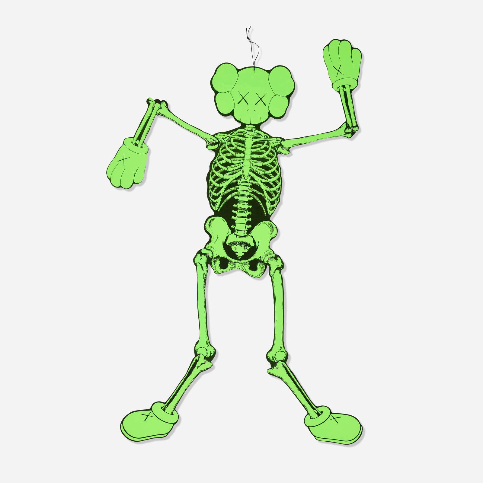 KAWS (Brian Donnelly), Skeleton Companion (Green): KAWS (Brian Donnelly) Skeleton Companion (Green) 2021screenprint in colors on board with metal rivets 39.5 h x 15.5 w in (100 x 39 cm) This work is from the edition produced by the artist. Sol