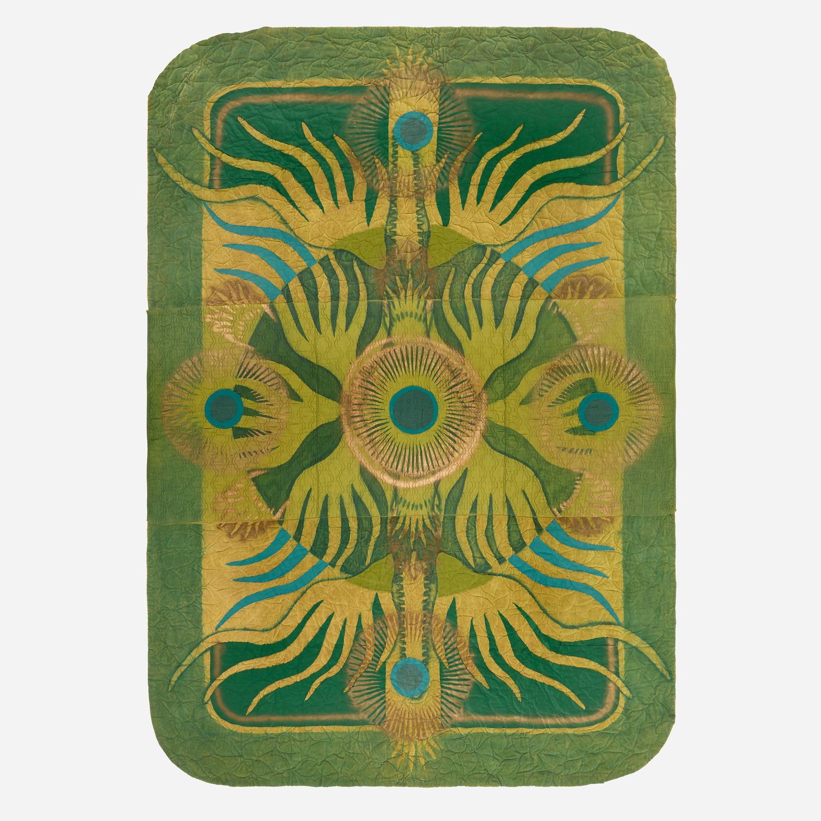 Tony Duquette, The Phoenix Rising from Its Flames tapestry: Tony Duquette The Phoenix Rising from Its Flames tapestry 1994 textile collage 113 h x 162 w in (287 x 411 cm) The present lot was one of three tapestries created by Duquette for The Phoenix