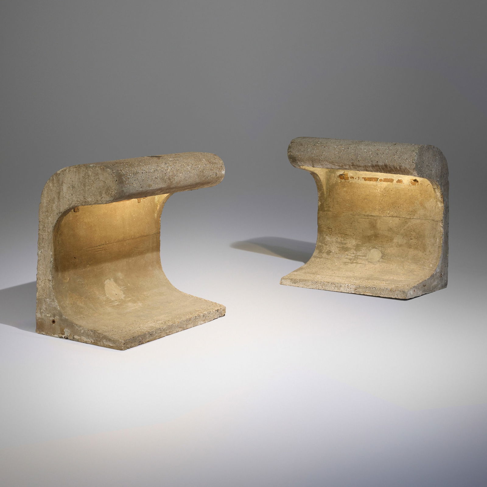 Le Corbusier, Exterior lamps from Chandigarh, pair: Le Corbusier Exterior lamps from Chandigarh, pair Switzerland/France, c. 1953-54steel-reinforced concrete 34.5 h x 34 w x 22.5 d in (88 x 86 x 57 cm) Provenance: Chandigarh, I