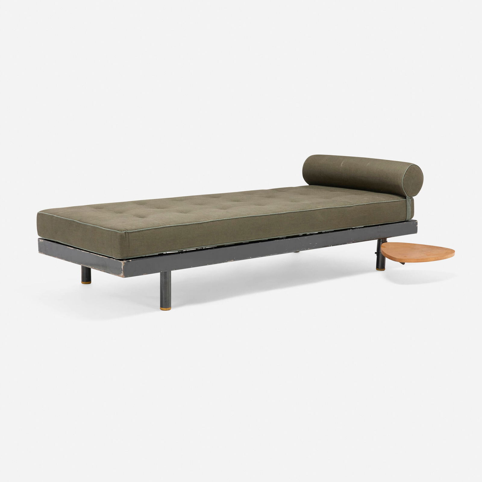 Jean Prouve, Antony daybed: Jean Prouve Antony daybed Ateliers Jean ProuveFrance, 1954upholstery, oak, enameled steel 23.5 h x 75 w x 31.5 d in (60 x 190 x 80 cm) Provenance: Galerie Half, Los Ange
