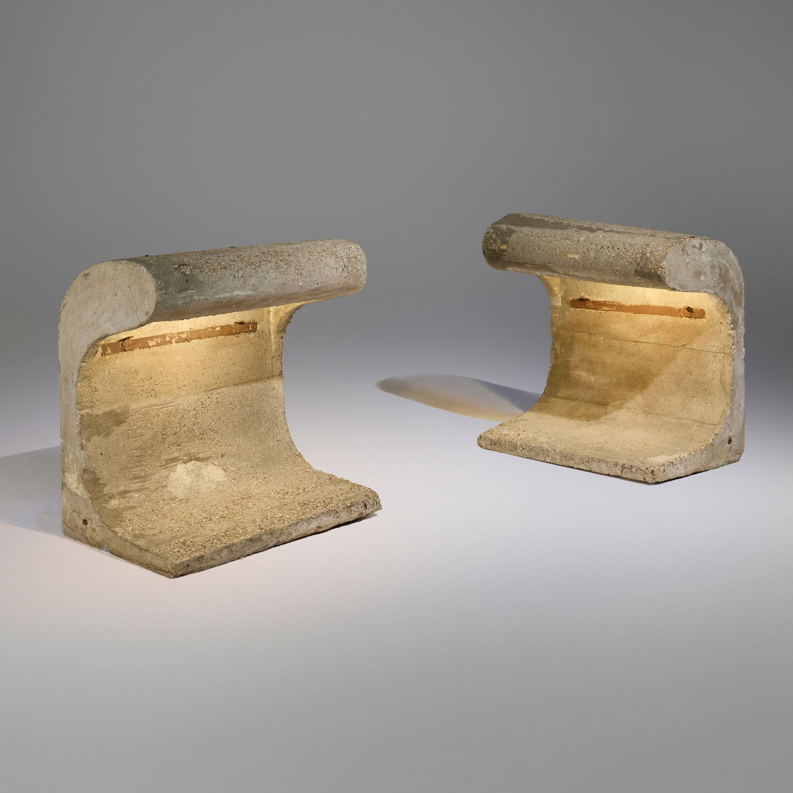 Le Corbusier, Exterior lamps from Chandigarh, pair: Le Corbusier Exterior lamps from Chandigarh, pair Switzerland/France, c. 1953-54steel-reinforced concrete 34.5 h x 35 w x 22.5 d in (88 x 89 x 57 cm) Provenance: Chandigarh, I