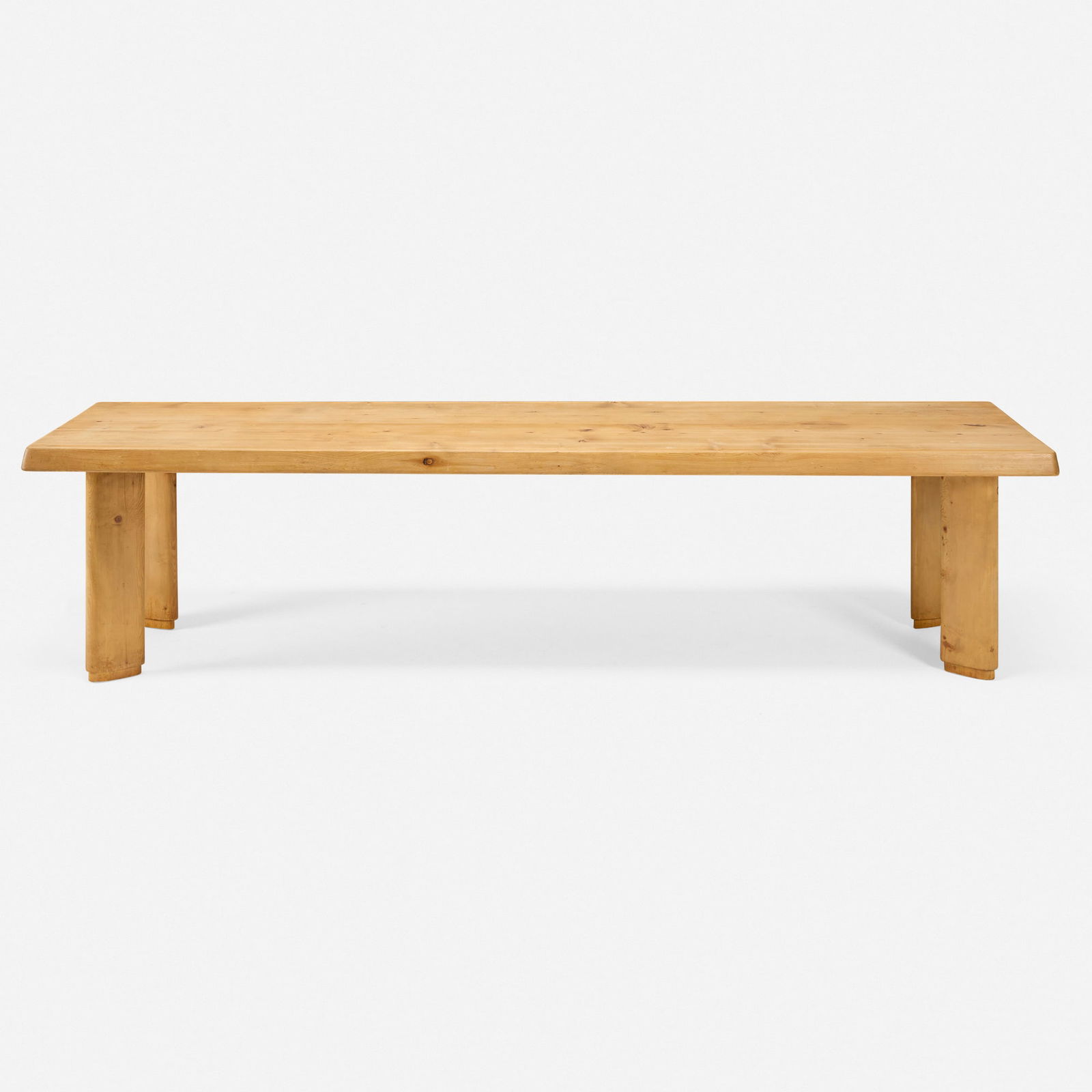 Charlotte Perriand, Long dining table: Charlotte Perriand Long dining table Galerie Steph SimonFrance, c. 1956pine 29.5 h x 117.5 w x 32 d in (75 x 298 x 81 cm) Provenance: Galerie Downtown, Paris | Important