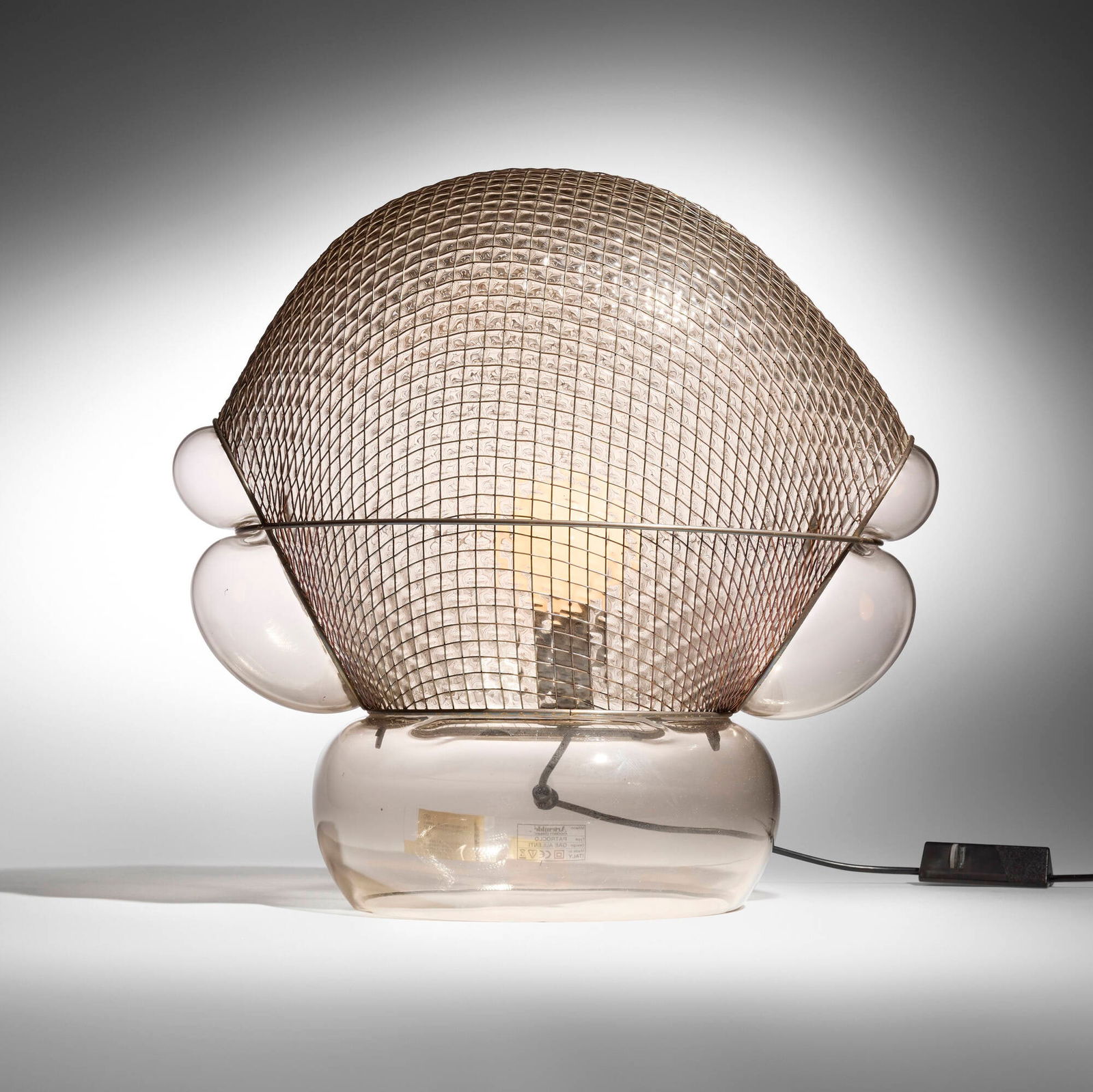 Gae Aulenti, Patroclo table lamp: Gae Aulenti Patroclo table lamp Artemide Italy, 1975 mold-blown glass, metal 18.5 h x 17 w x 11 d in (47 x 43 x 28 cm) Decal manufacturer's label to lower edge 'Artemide modern classic Patroclo