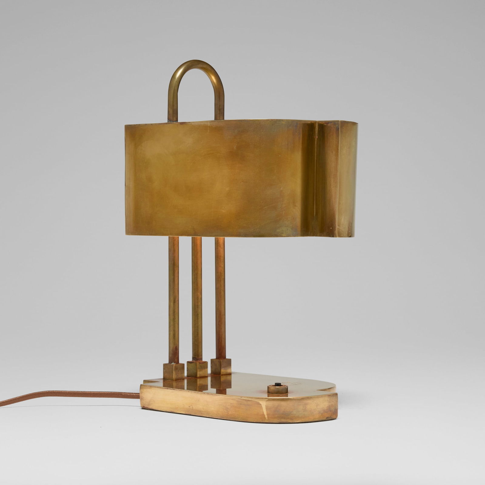 Marcel Breuer, Table lamp: Marcel Breuer Table lamp Bauhaus Weimar Hungary, c. 1925 brass 12.75 h x 5.375 w x 7.75 d in (32 x 14 x 20 cm) Impressed manufacturer's mark to base 'Staatliches Bauhaus-Weimar'. Stamped