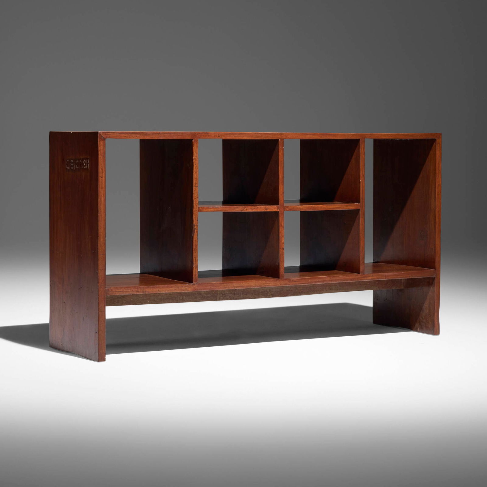 Pierre Jeanneret, File rack from the Administrative Buildings, Chandigarh: Pierre Jeanneret File rack from the Administrative Buildings, Chandigarh France/India, c. 1957 teak 26 h x 48 w x 14.25 d in (66 x 122 x 36 cm) Stenciled marks to side. Provenance: Administrative