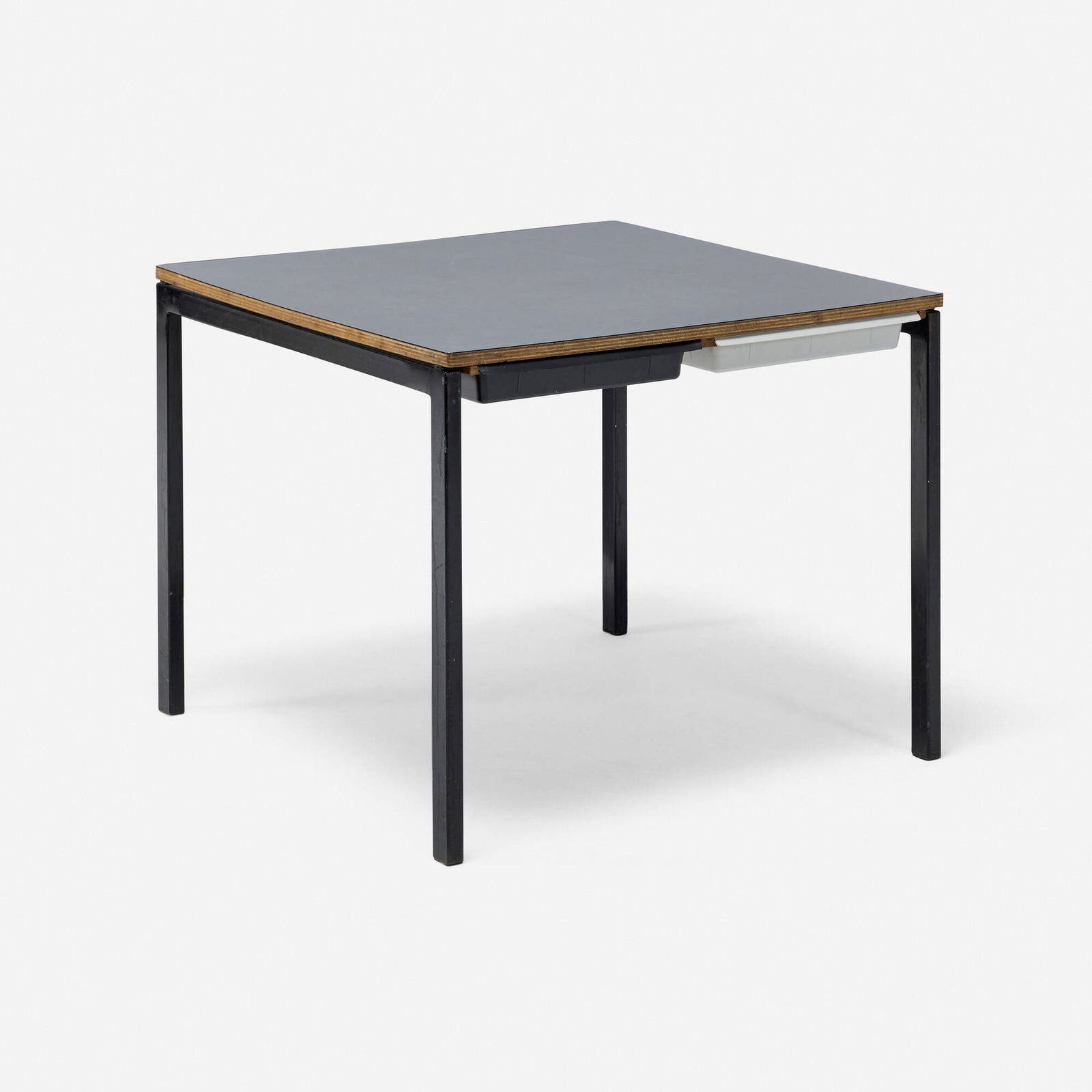 Charlotte Perriand, Table from the Maison du Bresil, Cite Internationale Universitaire de Paris: Charlotte Perriand Table from the Maison du Bresil, Cite Internationale Universitaire de Paris France, c. 1959 laminate over plywood, plastic, enameled steel 29.5 h x 33.75 w x 33.75 d in (75 x 86