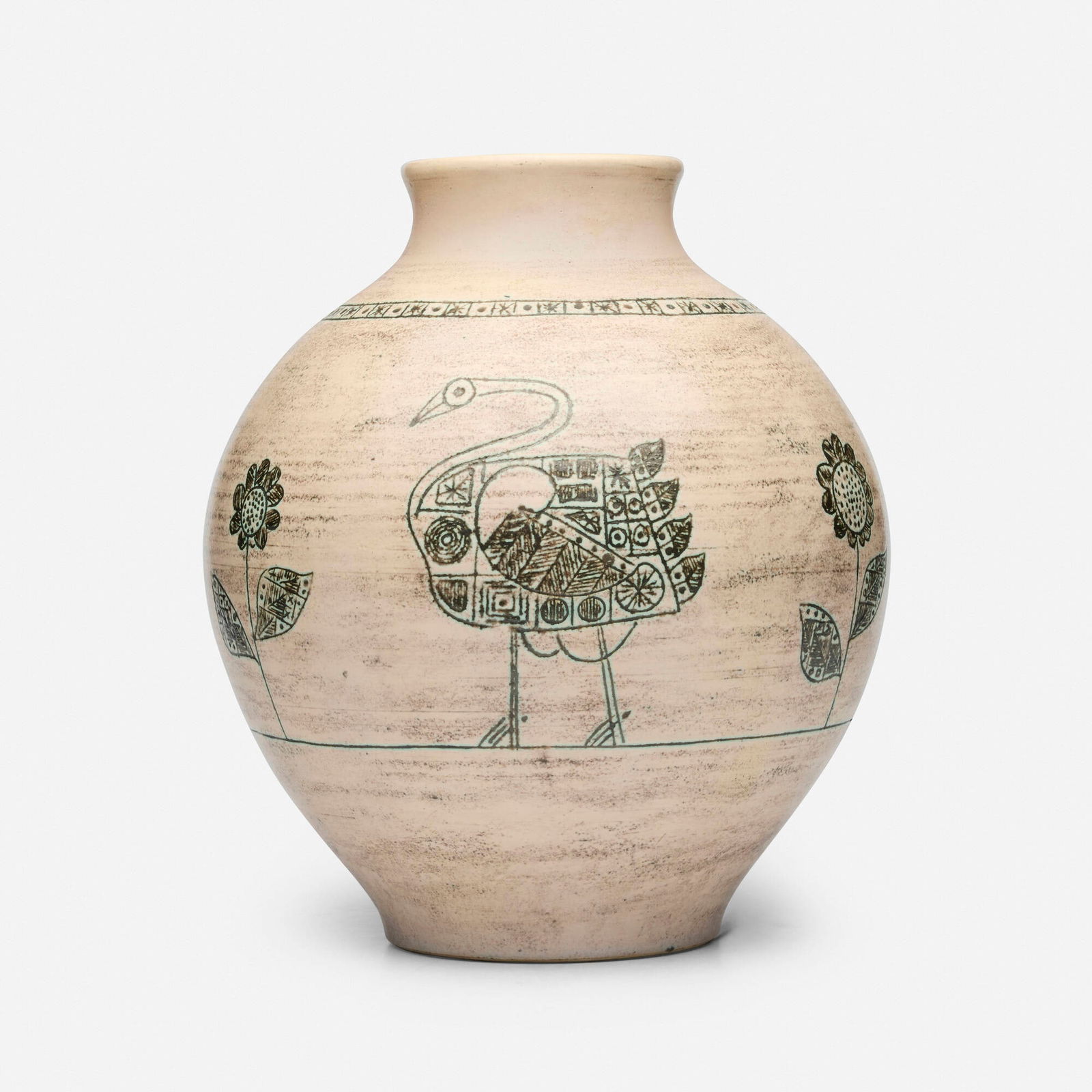 Jacques Blin, Vase: Jacques Blin Vase France, c. 1955 glazed earthenware 13 h x 11.5 dia in (33 x 29 cm) Incised signature to underside 'J Blin'. This work will ship from Lambertville, New Jersey.