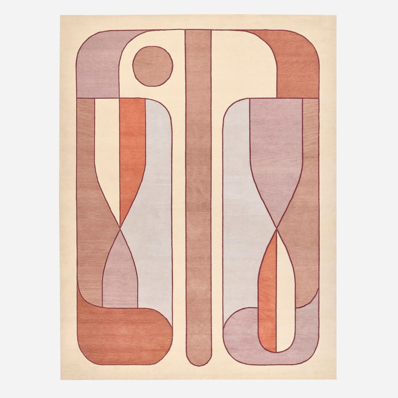 Rodger Stevens, Embrace Blush pile carpet: Rodger Stevens Embrace Blush pile carpet Erik Lindstrom USA, 21st century hand-knotted wool 9' x 11'11" in (274 x 363 cm) Fabric manufacturer's label to edge 'Erik Lindstrom'. Paper manufacturer's