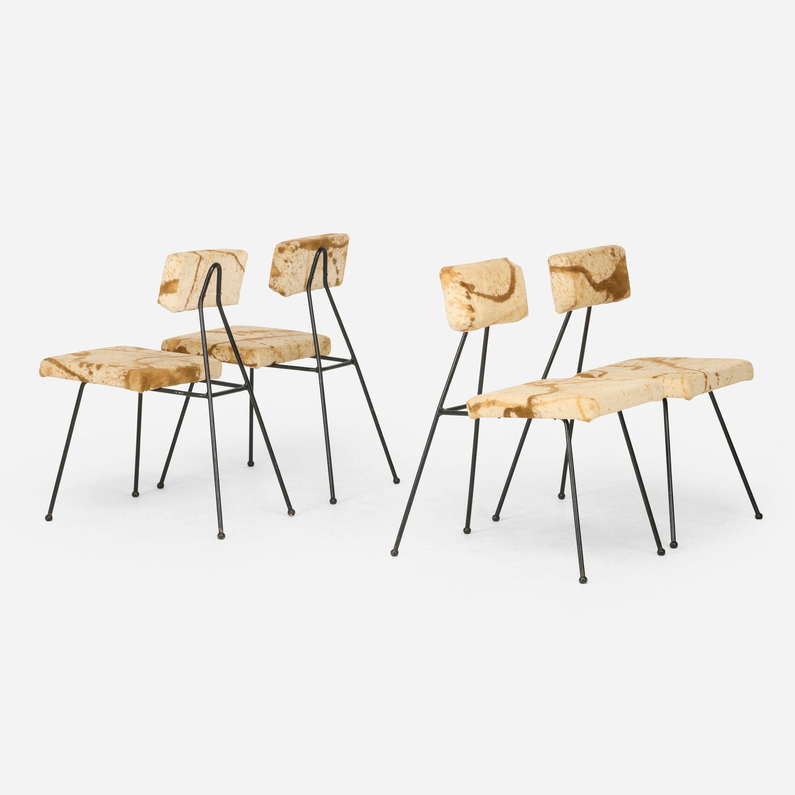 Adrian Pearsall, Dining chairs, set of four: Adrian Pearsall Dining chairs, set of four Craft AssociatesUSA, c. 1960upholstery, enameled steel 29.25 h x 15.5 w x 23.5 d in (74 x 39 x 60 cm) The Ulysses Historical Society in Trumans