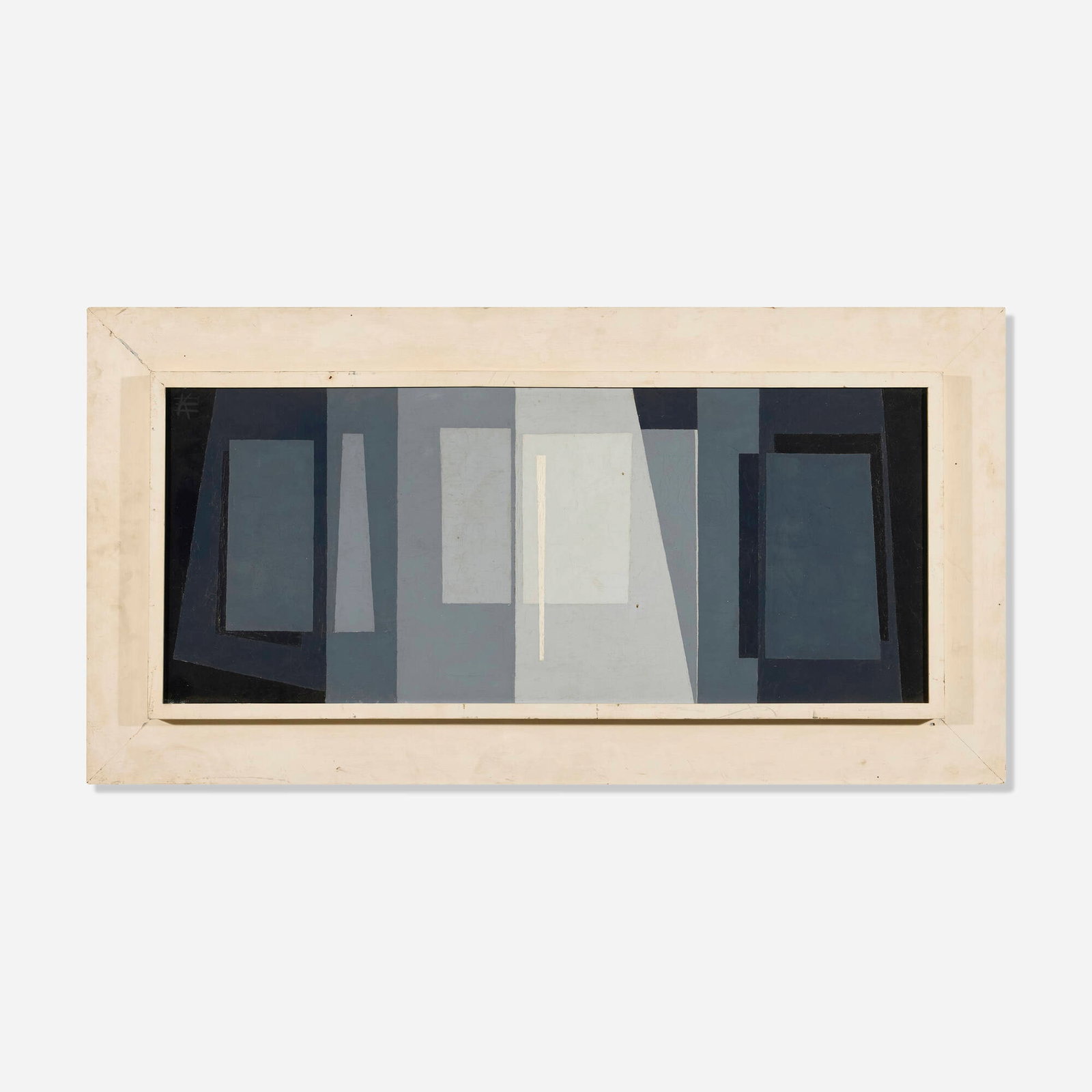 Eugene Kloszewski, Nocturne: Eugene Kloszewski Nocturne 1953 oil on canvas in artist's frame 24 h x 46 w x 2.5 d in (61 x 117 x 6 cm) Signed to upper left with artist's cipher. Signed, dated and inscribed to verso 'E.