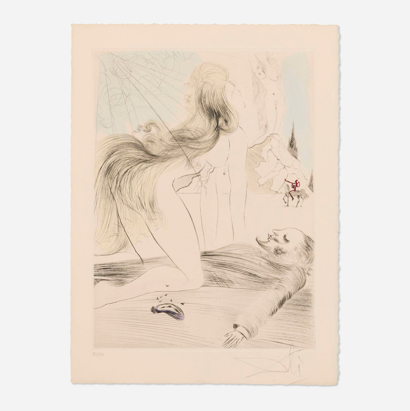 Salvador Dali, Femme a genou (from the Venus aux fourrures series): Salvador Dali Femme a genou (from the Venus aux fourrures series) 1969 drypoint etching in colors on Arches image: 12.5 h x 9.25 w in (32 x 23 cm) sheet: 15 h x 11.25 w in (38 x 29 cm) Signe