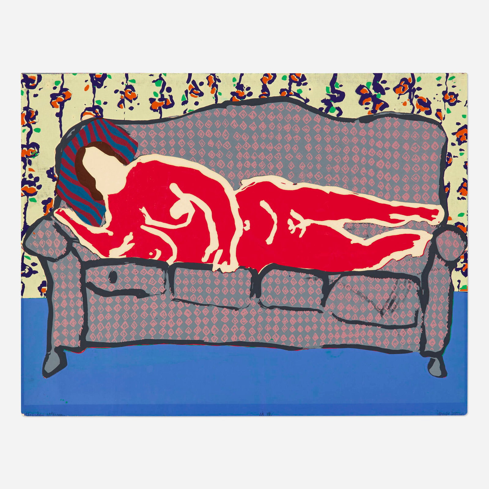 James Brown, Tuesday Afternoon (Red Work): James Brown Tuesday Afternoon (Red Work) c.1975 screenprint in colors 18.5 h x 24 w in (47 x 61 cm) This work was made while the artist was studying in the art department founded by artist Cori