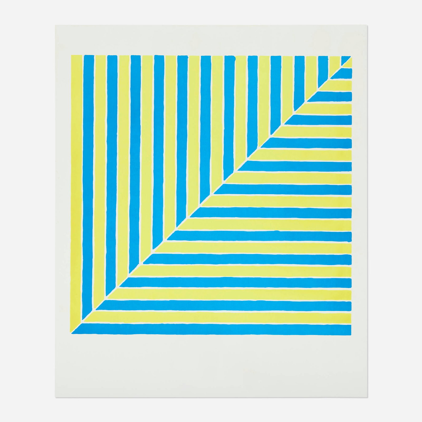 Frank Stella, Untitled (Rabat) (from the X + X (Ten Works by Ten Painters) portfolio): Frank Stella Untitled (Rabat) (from the X + X (Ten Works by Ten Painters) portfolio) 1964 screenprint in colors image: 17.875 h x 17.875 w in (45 x 45 cm) sheet: 23.875 h x 20 w in (61 x 51 cm) This