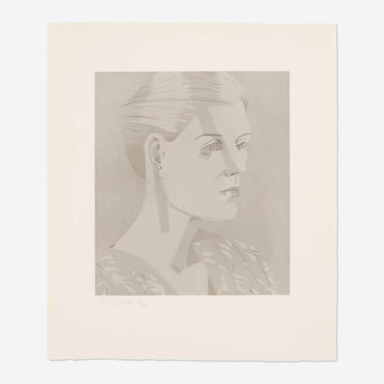 Alex Katz, Alexandra (from the Give Me Tomorrow portfolio): Alex Katz Alexandra (from the Give Me Tomorrow portfolio) 1984 vernis mou and aquatint on Hahnemule image: 11.75 h x 10.25 w in (30 x 26 cm) sheet: 17.625 h x 15 w in (45 x 38 cm) Signed an