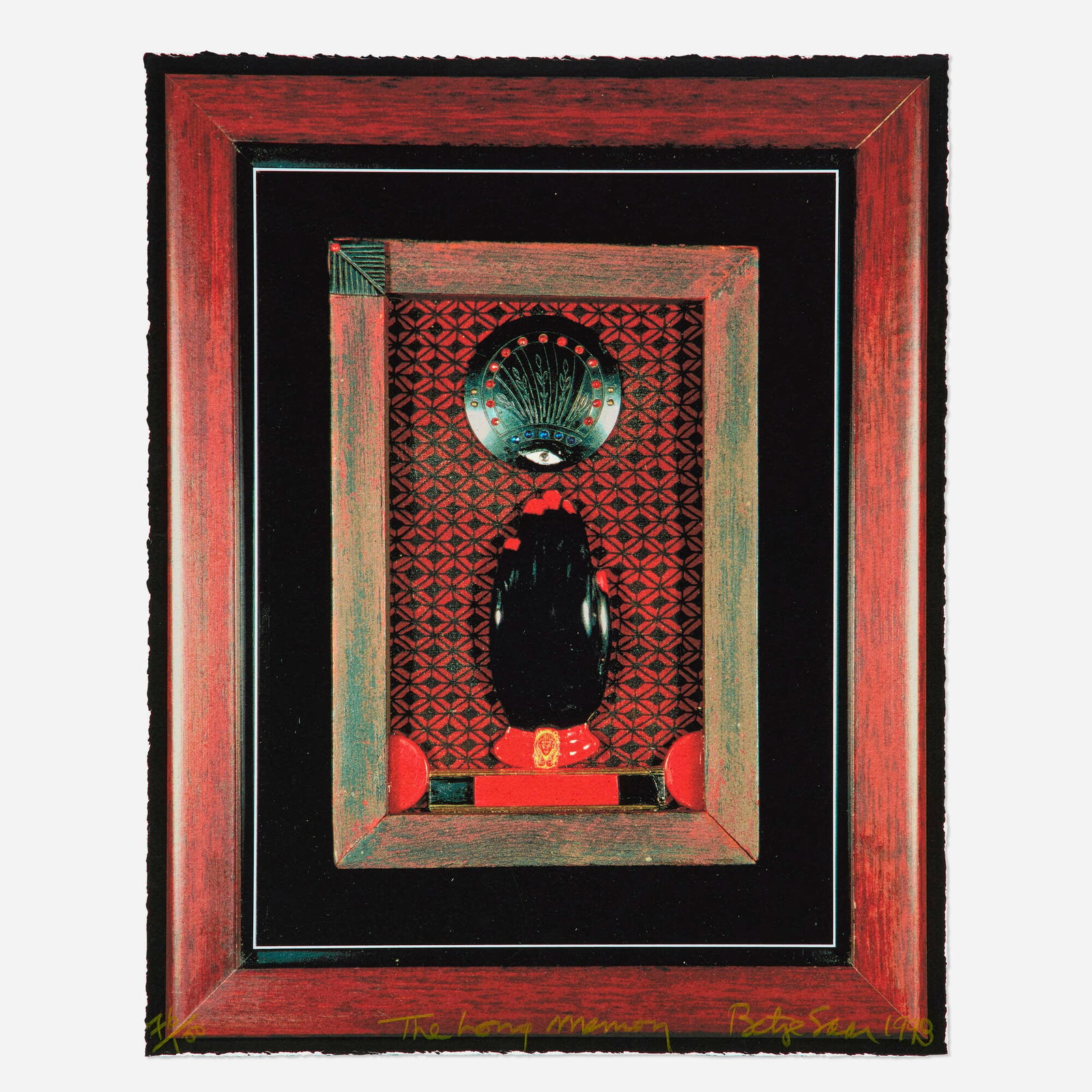 Betye Saar, The Long Memory: Betye Saar The Long Memory 1998 screenprint in 18 colors 14.75 h x 11.625 w in (37 x 30 cm) Signed, titled, dated, and numbered to lower edge '76/100 The Long Memory Betye Saar 1998'. This work