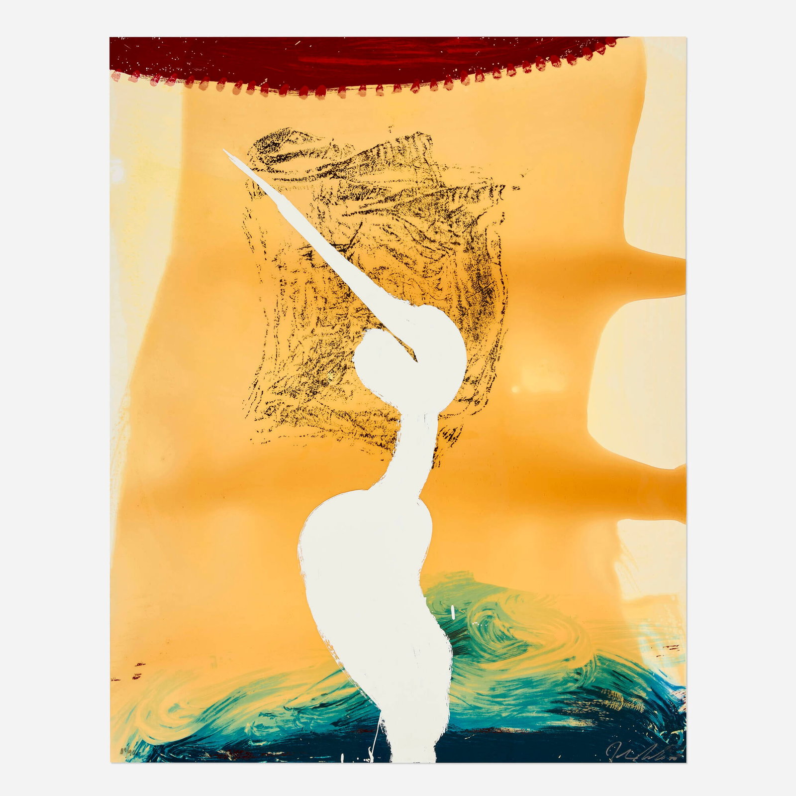 Julian Schnabel, Bandini (His Foe Pursued) (from the View of Dawn in the Tropics series): Julian Schnabel Bandini (His Foe Pursued) (from the View of Dawn in the Tropics series) 1998 screenprint in colors with hand-painted elements and poured resin 45.25 h x 36 w in (115 x 91 cm) Signed,