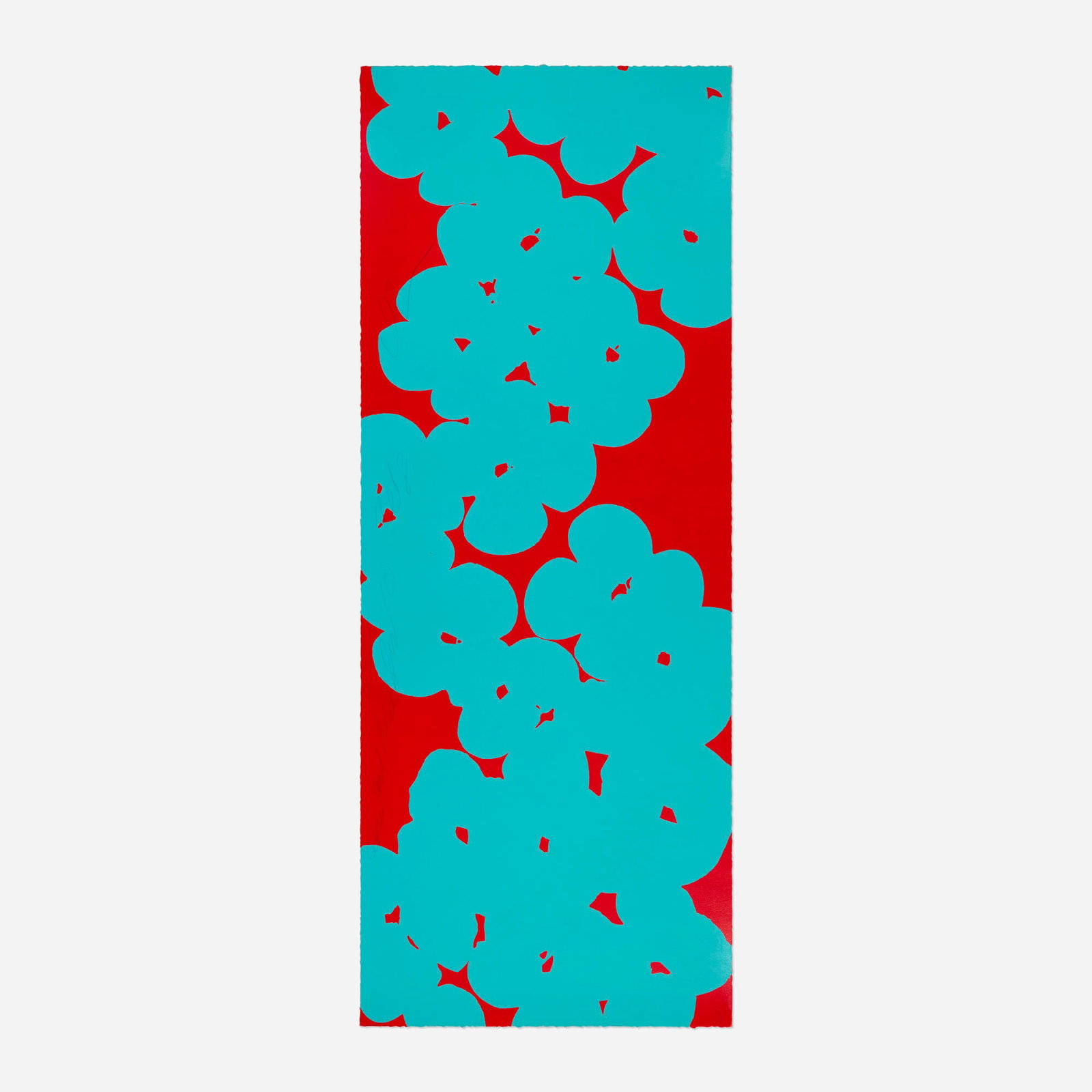 Donald Sultan, Wallflower (Aqua and Red): Donald Sultan Wallflower (Aqua and Red) 2018 screenprint in colors 68.875 h x 27 w in (175 x 69 cm) Signed, titled, dated, and numbered to lower and left edges '11/12 Aqua and Red Jun 10 2