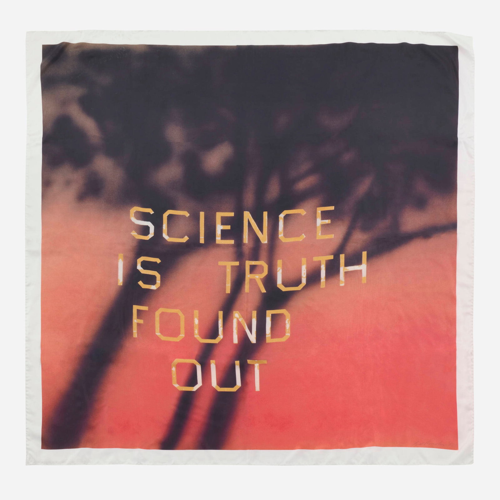 Ed Ruscha, Science is Truth Found Out (Red)ition Scarf (1 of 2)