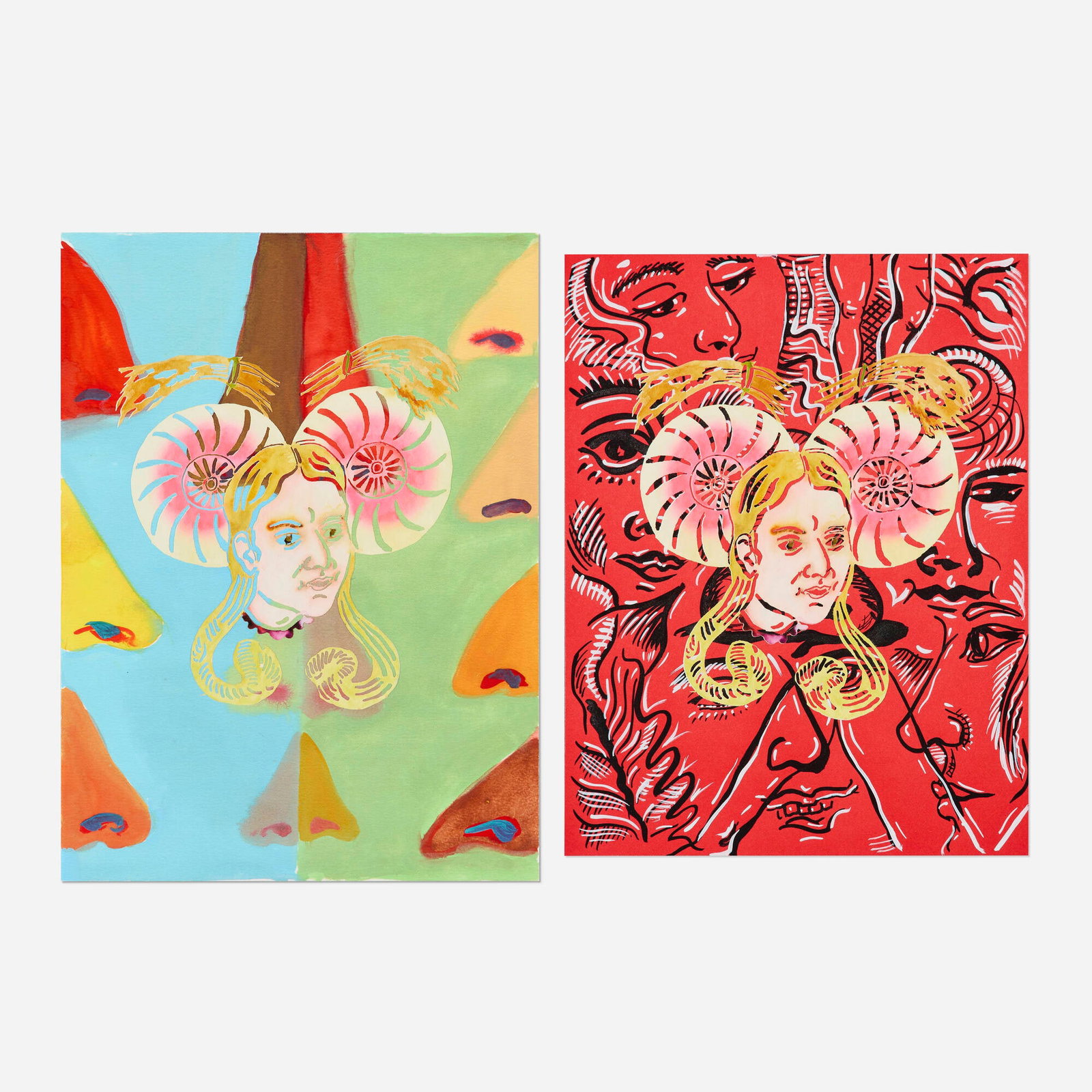 Allison Katz, Masking (Profile); Masking (Jest) (two works) (1 of 2)
