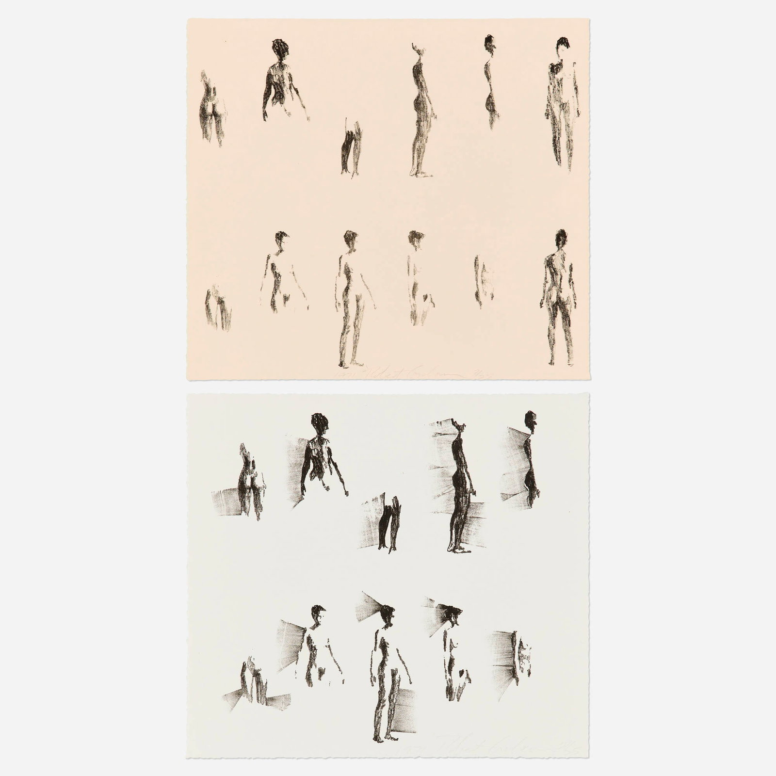 Robert Graham, Untitled (Figures on White Ground, Small); Untitled (Figures on Beige Ground, Small) (1 of 2)