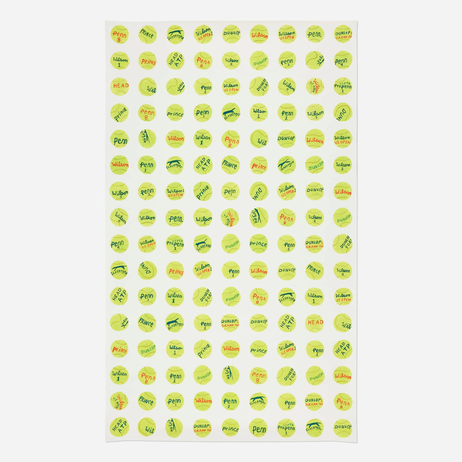 Jonas Wood, Tennis Ball Wallpaper (Sealed Full Sheet: 144 Tennis Balls) (1 of 3)