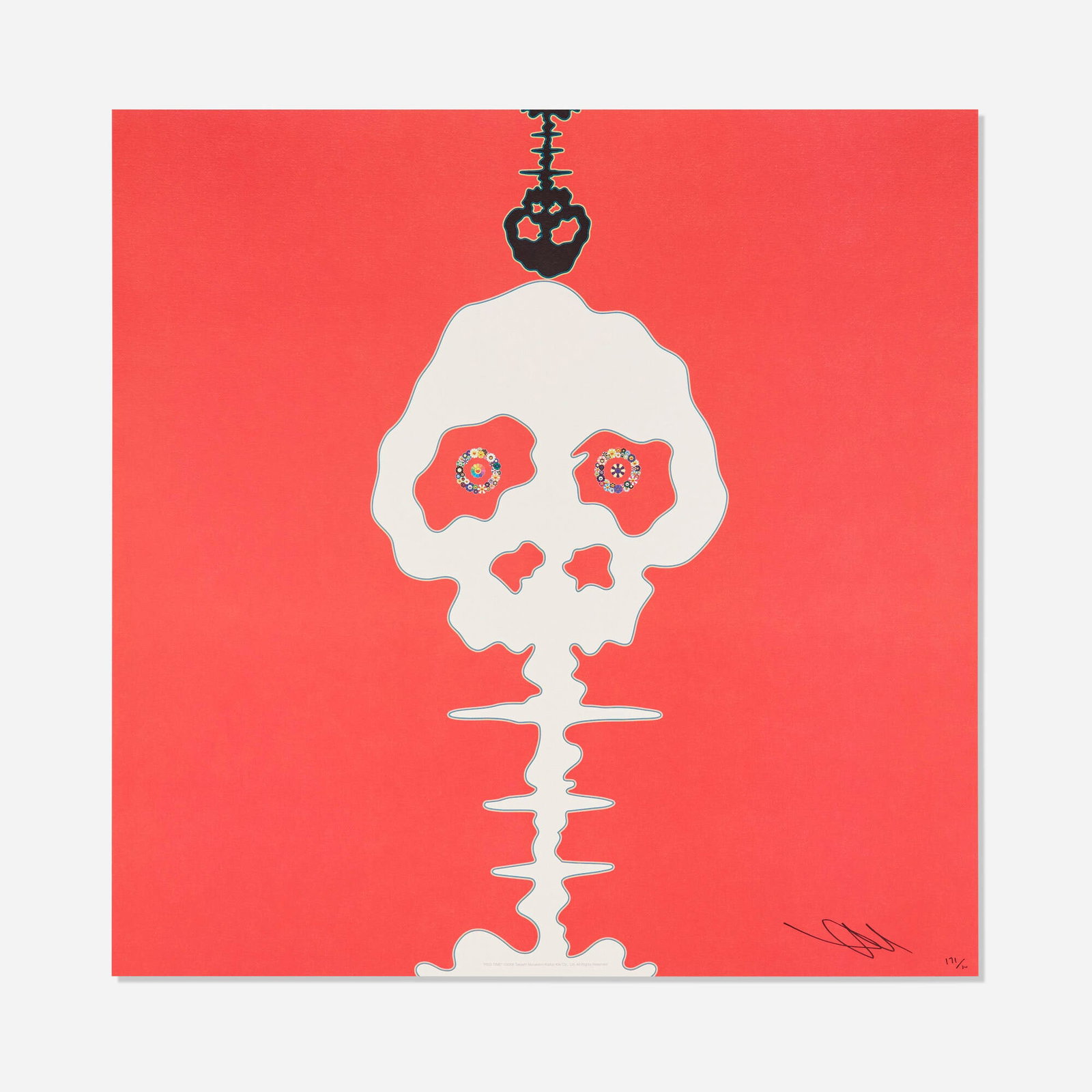 Takashi Murakami, RED-TIME: Takashi Murakami RED-TIME 2008 offset lithograph in colors 19.625 h x 19.625 w in (50 x 50 cm) Signed and numbered to lower right 'Murakami 190/300' This work is number 190 from the edition of 300