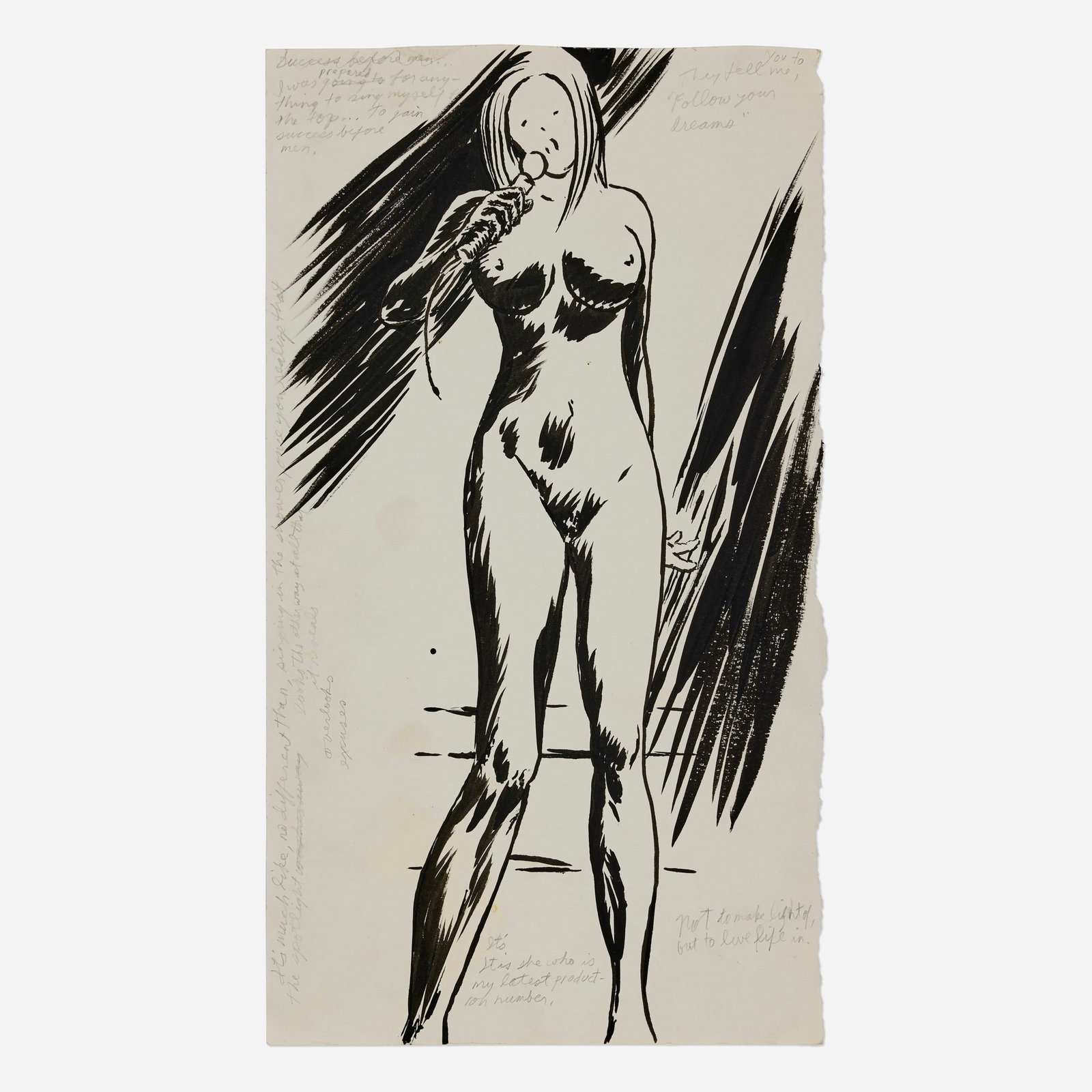 Raymond Pettibon, No Title (I was prepared for anything...): Raymond Pettibon No Title (I was prepared for anything...) ink and graphite on paper 21.25 h x 12 w in (54 x 30 cm) Sold with two Twinkle-Twang CD inlays, one with cover art reproduced from the