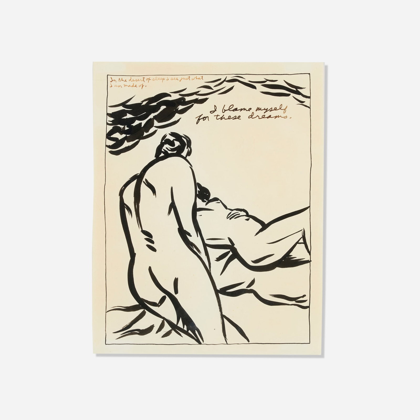 Raymond Pettibon, No Title: Raymond Pettibon No Title 1987 ink on paper 14 h x 11 w in (36 x 28 cm) Signed and dated to verso 'Raymond Pettibon 87'. This work will ship from Lambertville, New Jersey.