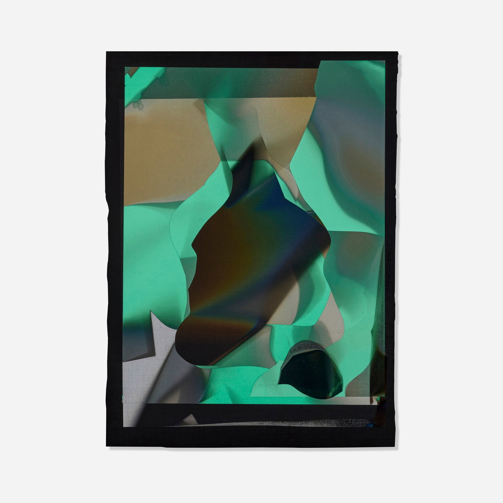 Larry Bell, Small Figure 3.11.12: Larry Bell Small Figure 3.11.12 2012 aluminum and silicon monoxide on paper mounted to black gesso signcloth with acrylic laminate film 29.5 h x 22 w in (75 x 56 cm) Signed and dated to lower right