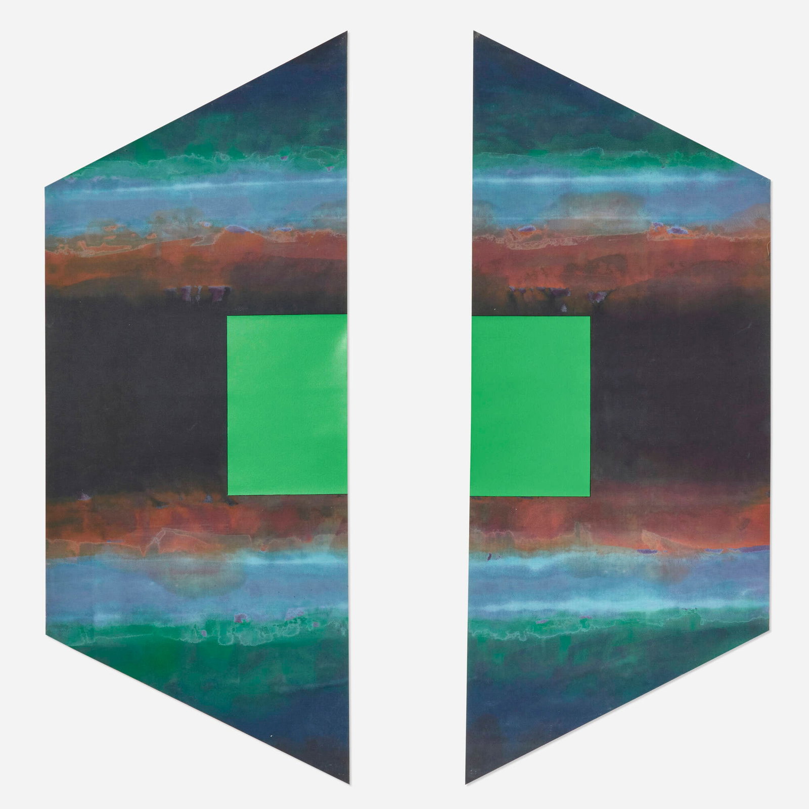 Paul Reed, Gilport F VI (diptych): Paul Reed Gilport F VI (diptych) 1971 oil on canvas in two parts each: 81 h x 32.25 w in (206 x 82 cm) overall: 81 h x 77.5 w in (206 x 197 cm) Signed, titled, and dated to verso of each panel