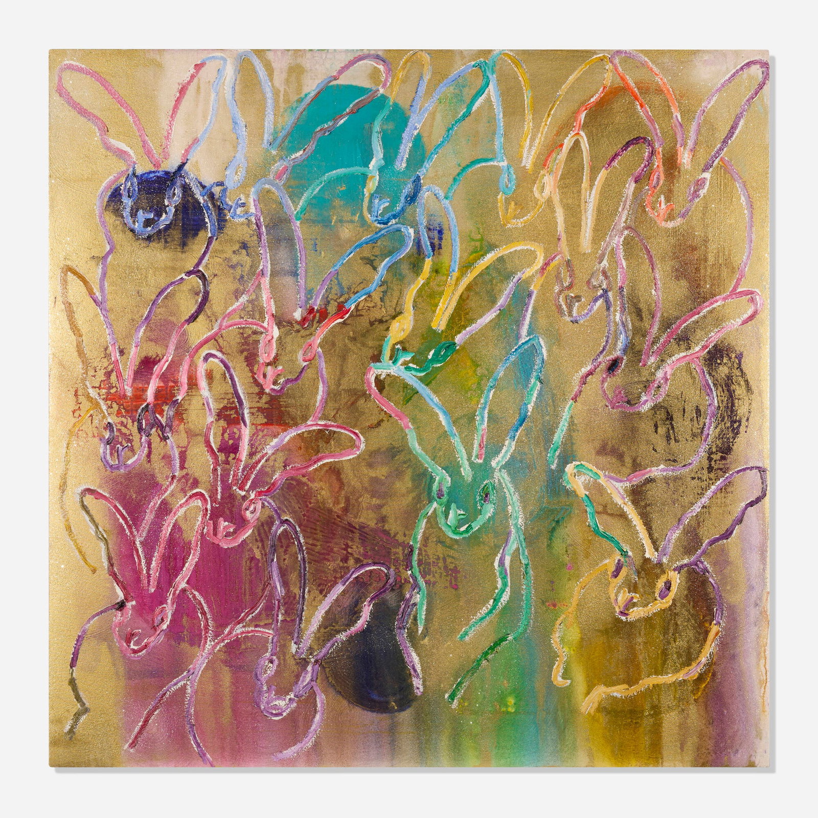 Hunt Slonem, New Line: Hunt Slonem New Line 2017 oil and acrylic with diamond dust on canvas 59.5 h x 60.25 w in (151 x 153 cm) Signed, dated and inscribed to verso 'Hunt Slonem 2017'. This work will ship from