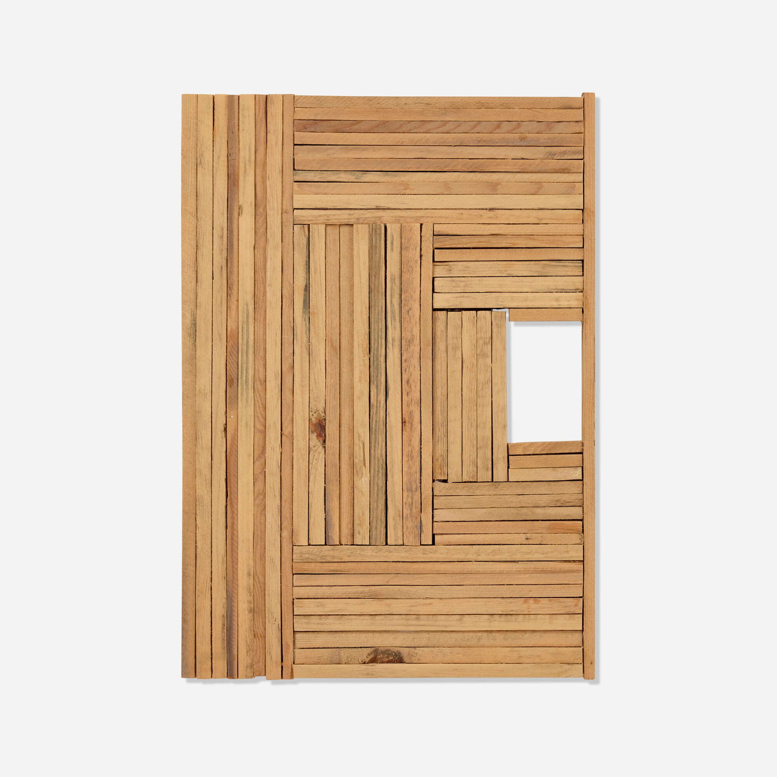 Kishio Suga, State of Gathered Space: Kishio Suga State of Gathered Space 2001-02 wood 17.75 h x 12.5 w x 3 d in (45 x 32 x 8 cm) Signed and dated to verso 'Kishio Suga 2001-2'. Provenance: Blum & Poe, Los Angeles | Private
