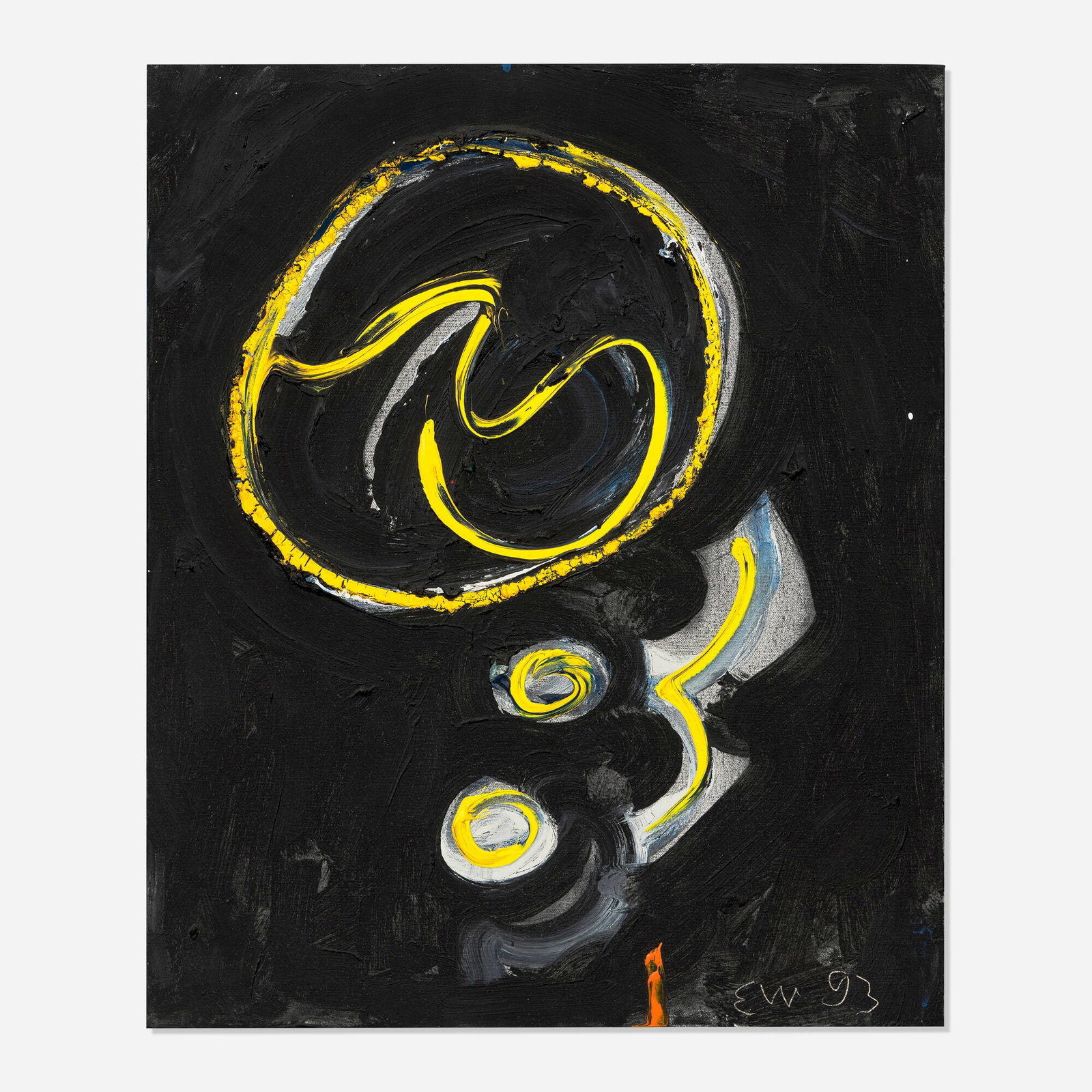 Emerson Woelffer, Untitled: Emerson Woelffer Untitled 1993 oil and acrylic on canvas 24 h x 20 w in (61 x 51 cm) This work is being sold to raise scholarship funds for the Otis College of Art and Design. Signed and dated to