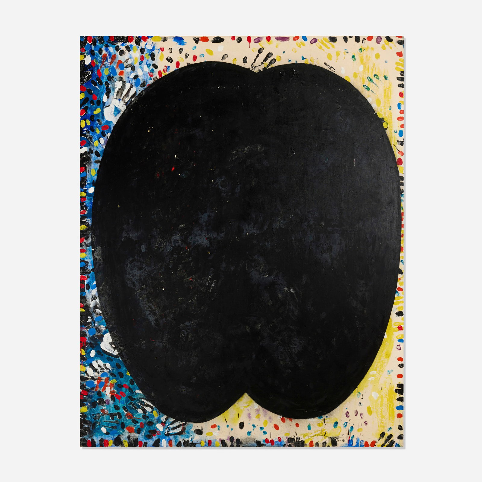 Emerson Woelffer, Black Mirror and 100 Fingers: Emerson Woelffer Black Mirror and 100 Fingers 1965-66 oil and acrylic on canvas 72 h x 56.75 w in (183 x 144 cm) This work is being sold to raise scholarship funds for the Otis College of Art and
