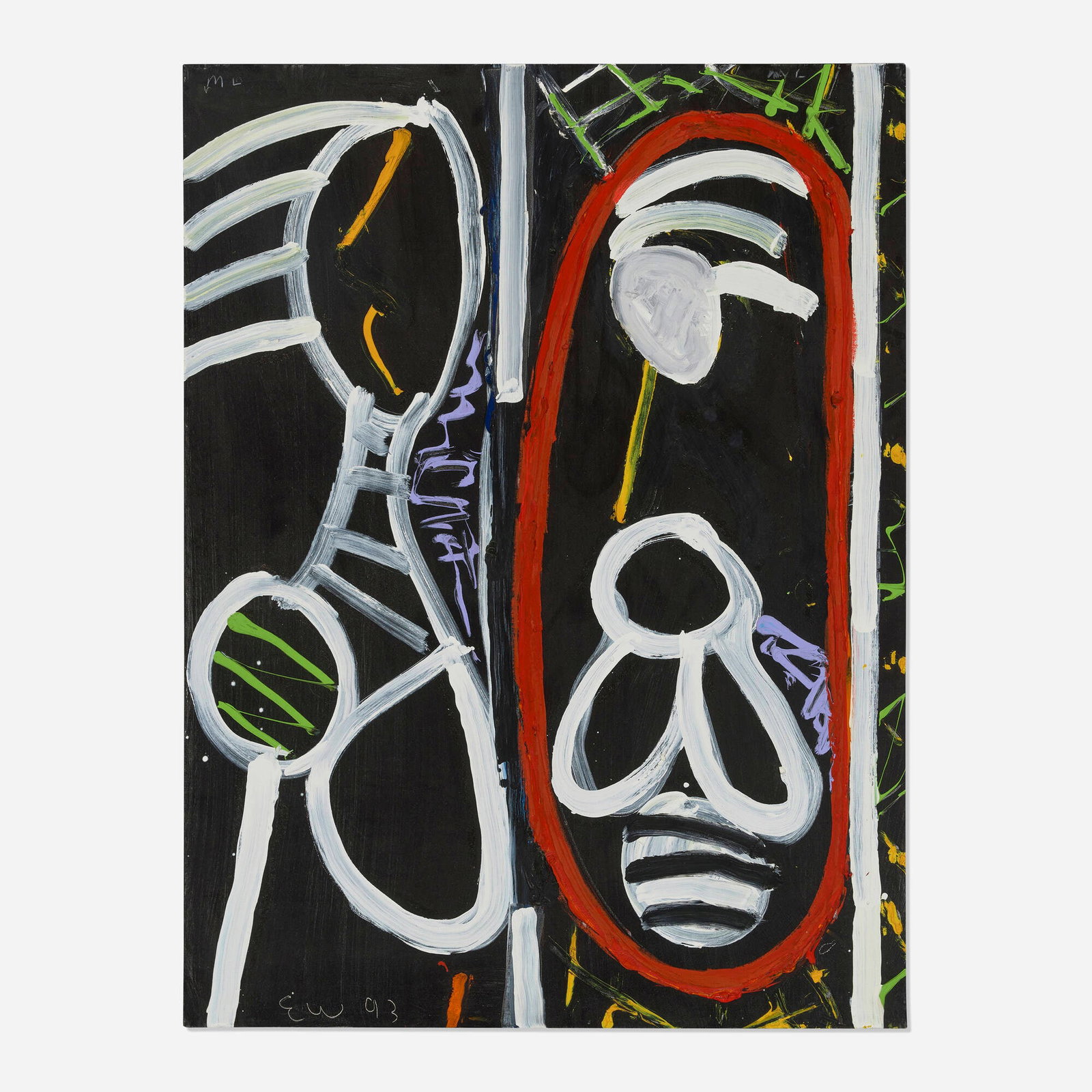 Emerson Woelffer, Untitled (from the Picasso series): Emerson Woelffer Untitled (from the Picasso series) 1993 acrylic and oil on canvas 48 h x 36 w in (122 x 91 cm) This work is being sold to raise scholarship funds for the Otis College of Art and